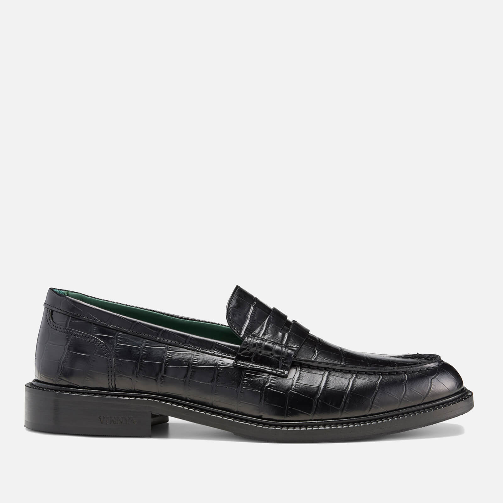 vinny's men's townee croc-effect leather penny loafer - uk 7