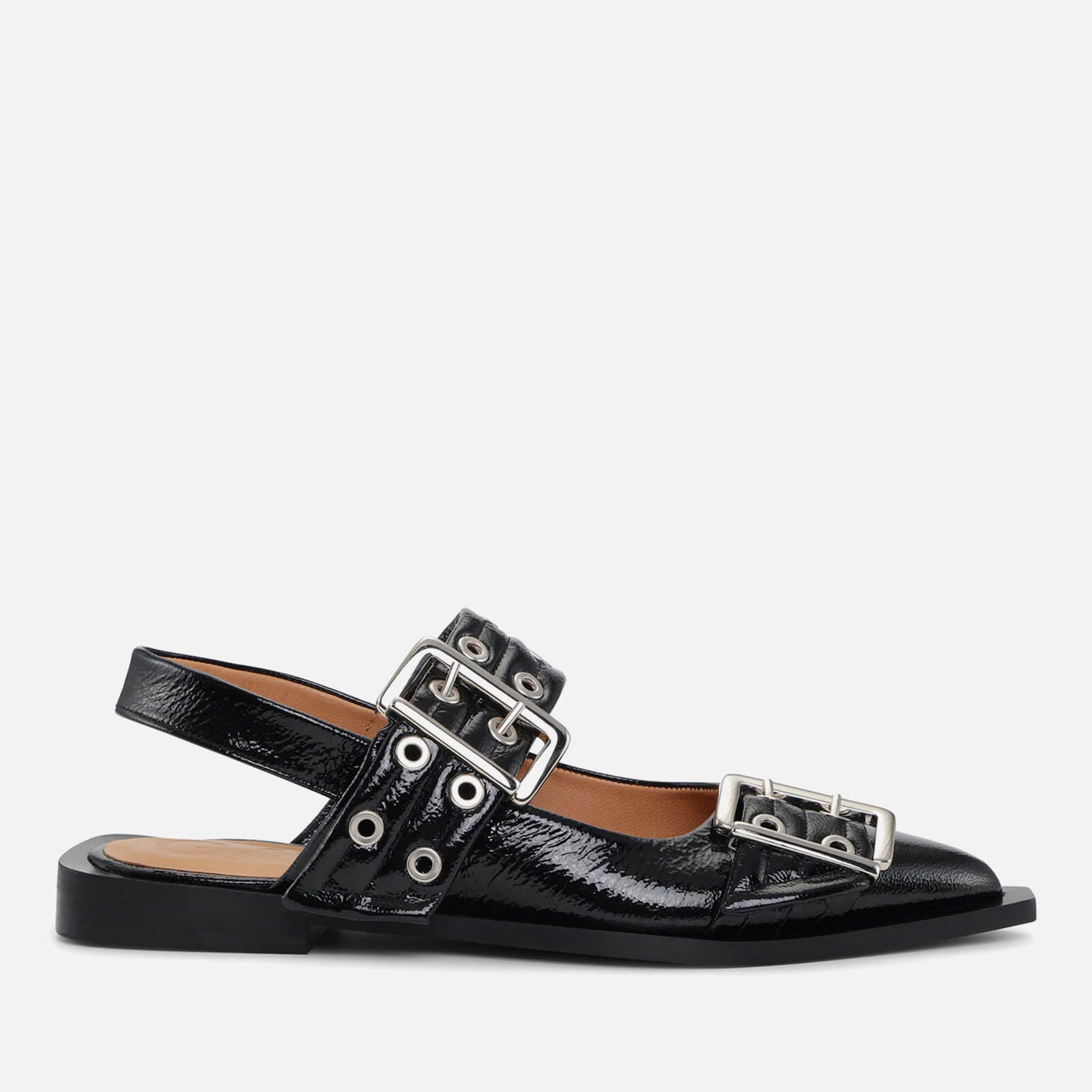 Ganni Women's Patent Leather Ballet Flats - UK 3
