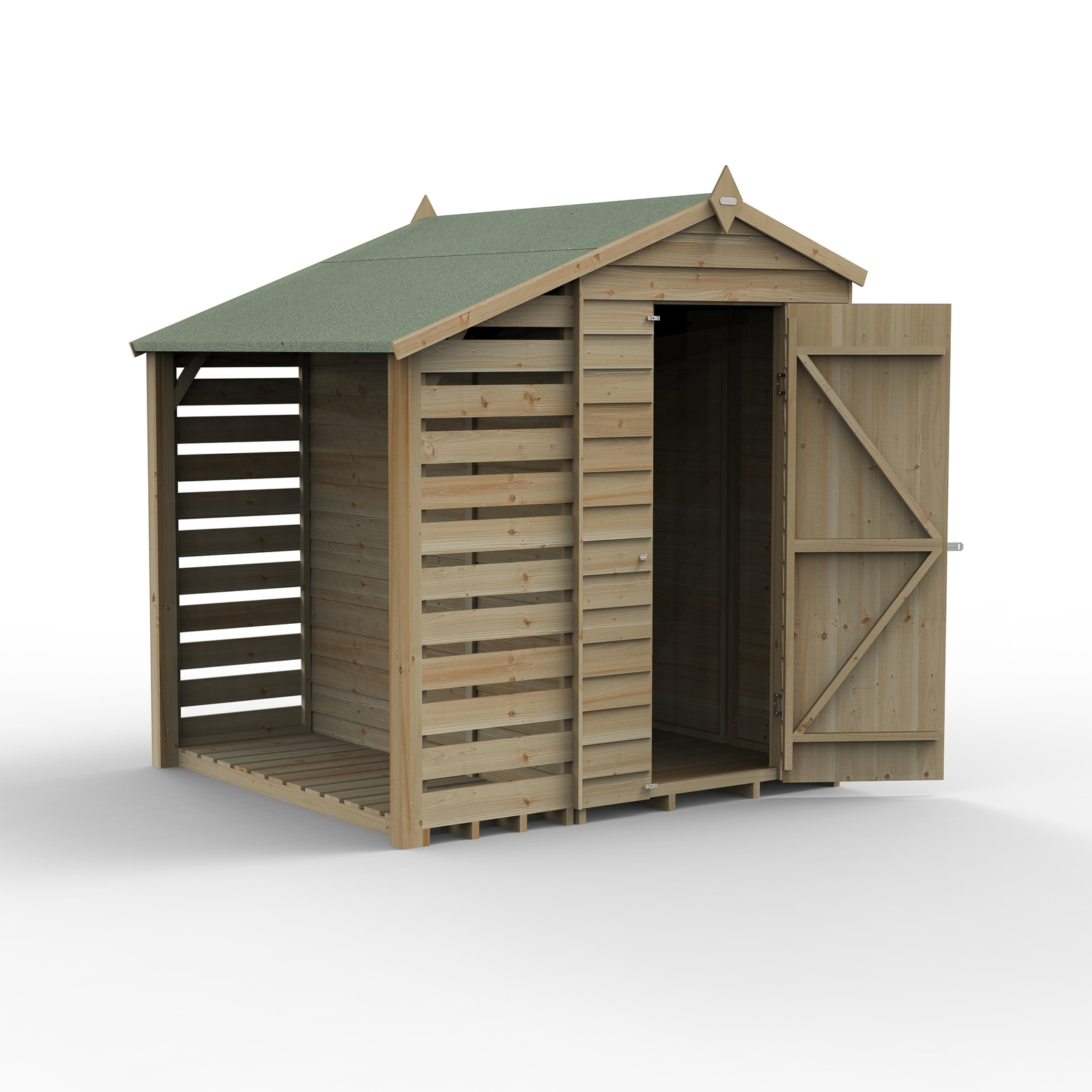 Forest Garden 4LIFE Apex Shed 4 x 6ft - Single Door No Window With Lean-To (Home Delivery)