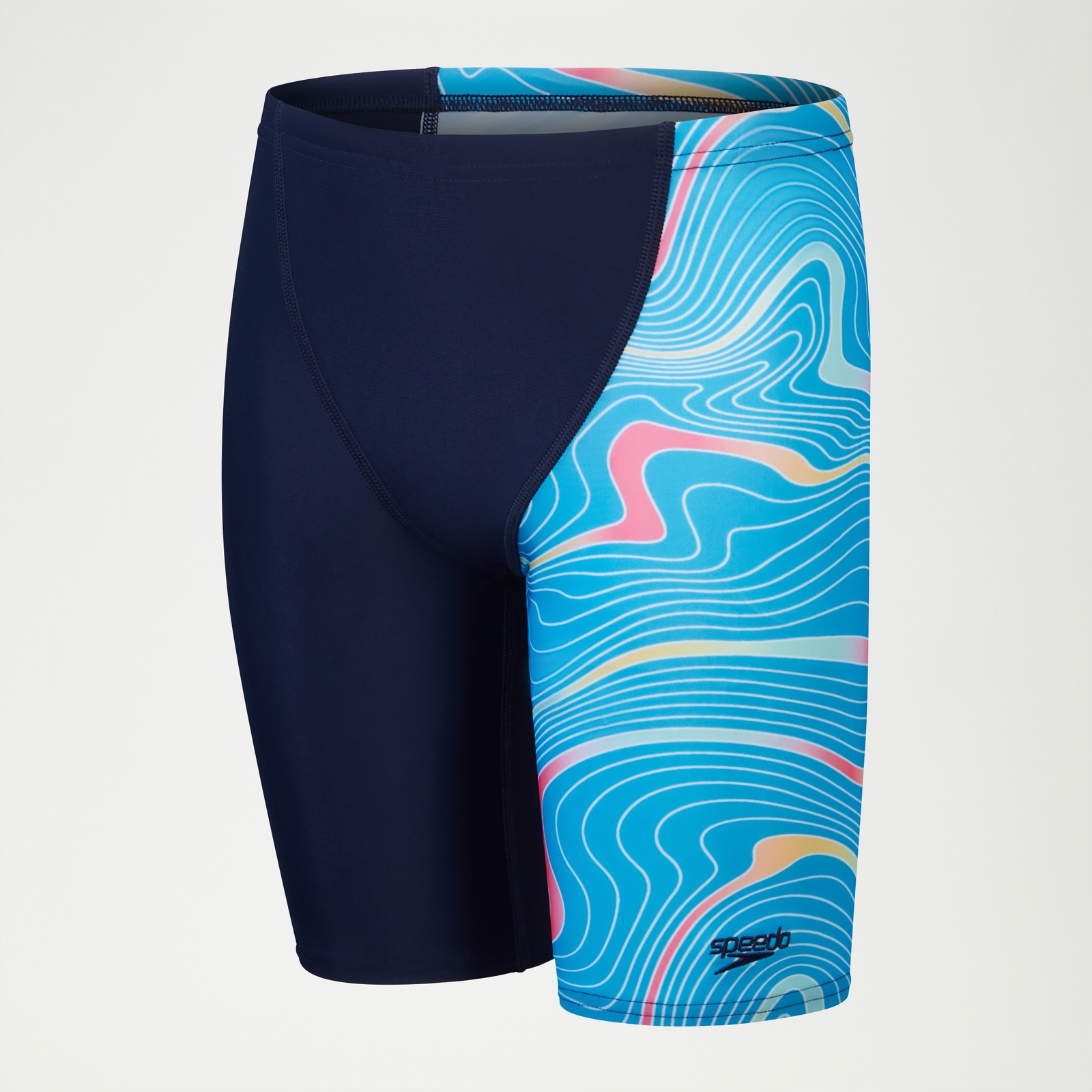 Digital All-Over-Schwimmhose mit V-Schnitt für Jungen Marineblau/Blau