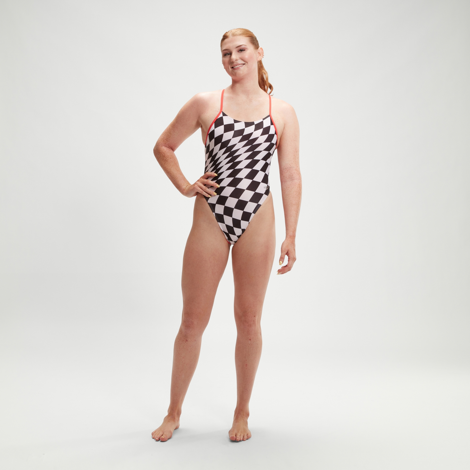 Women's Allover Digital Tie Back Swimsuit Black/White