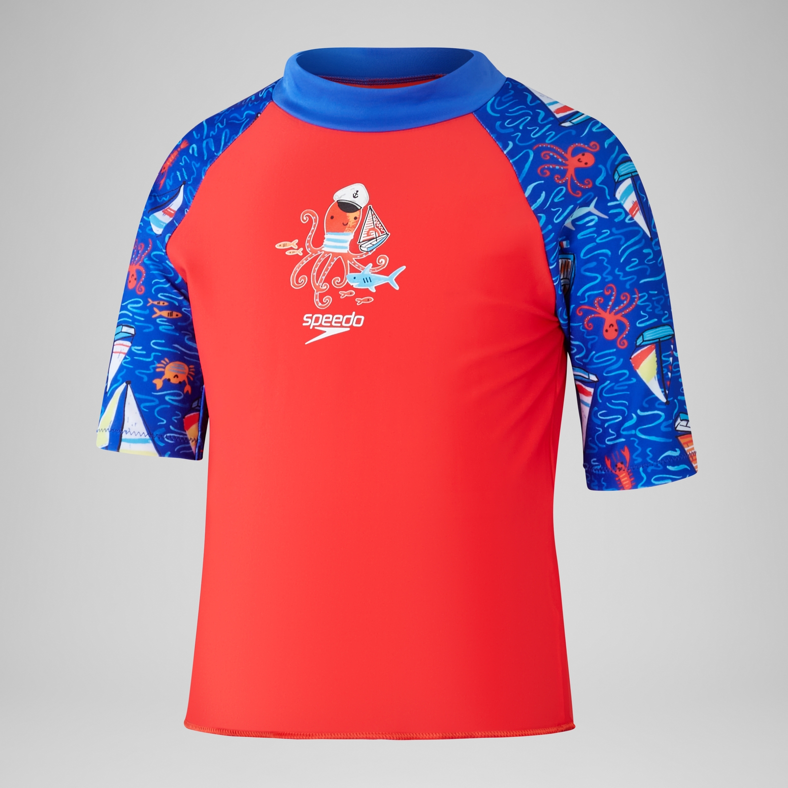 Boys Digital Short Sleeve Rash Top Set Red/Blue