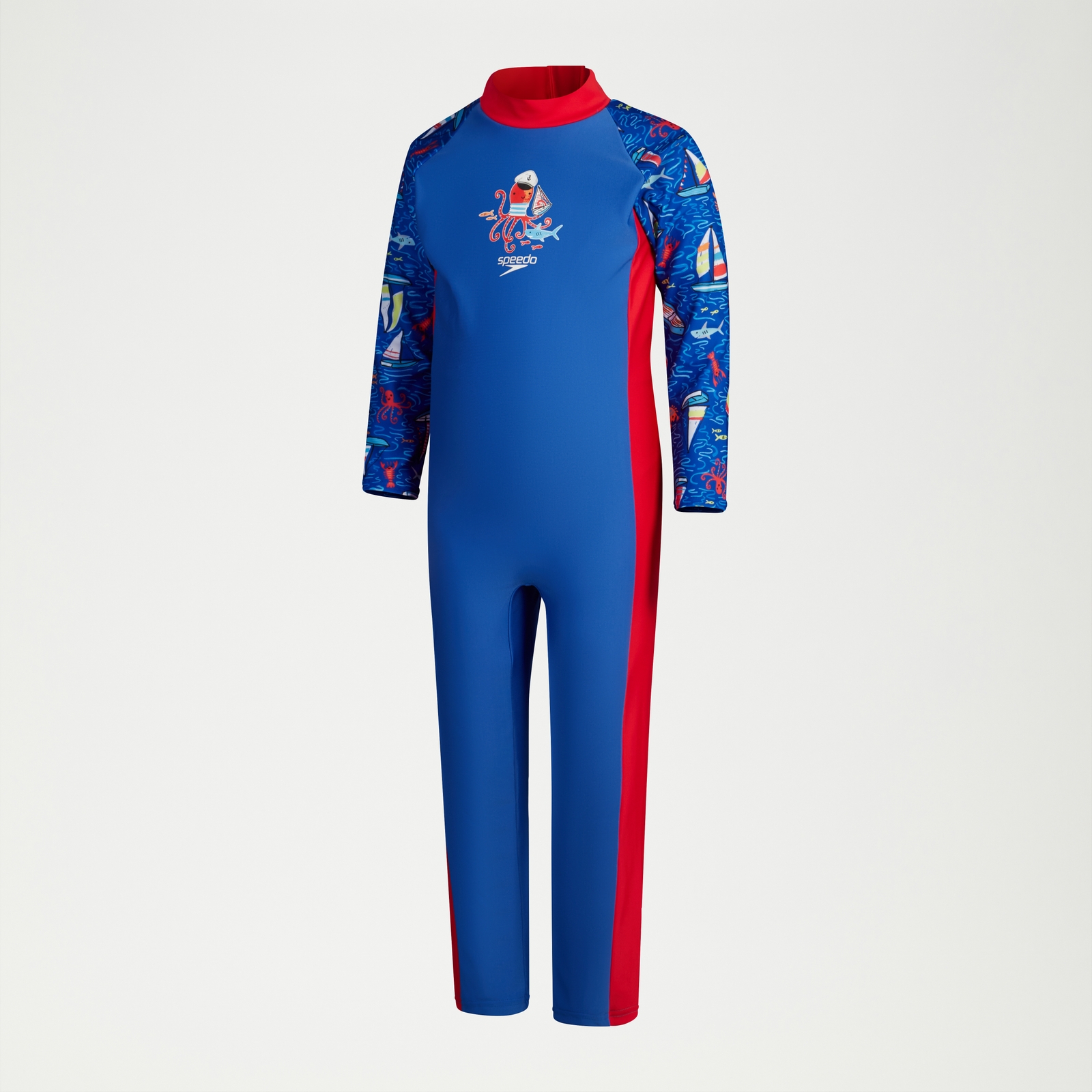 Boys Printed All-in-One Sun Suit Blue/Red