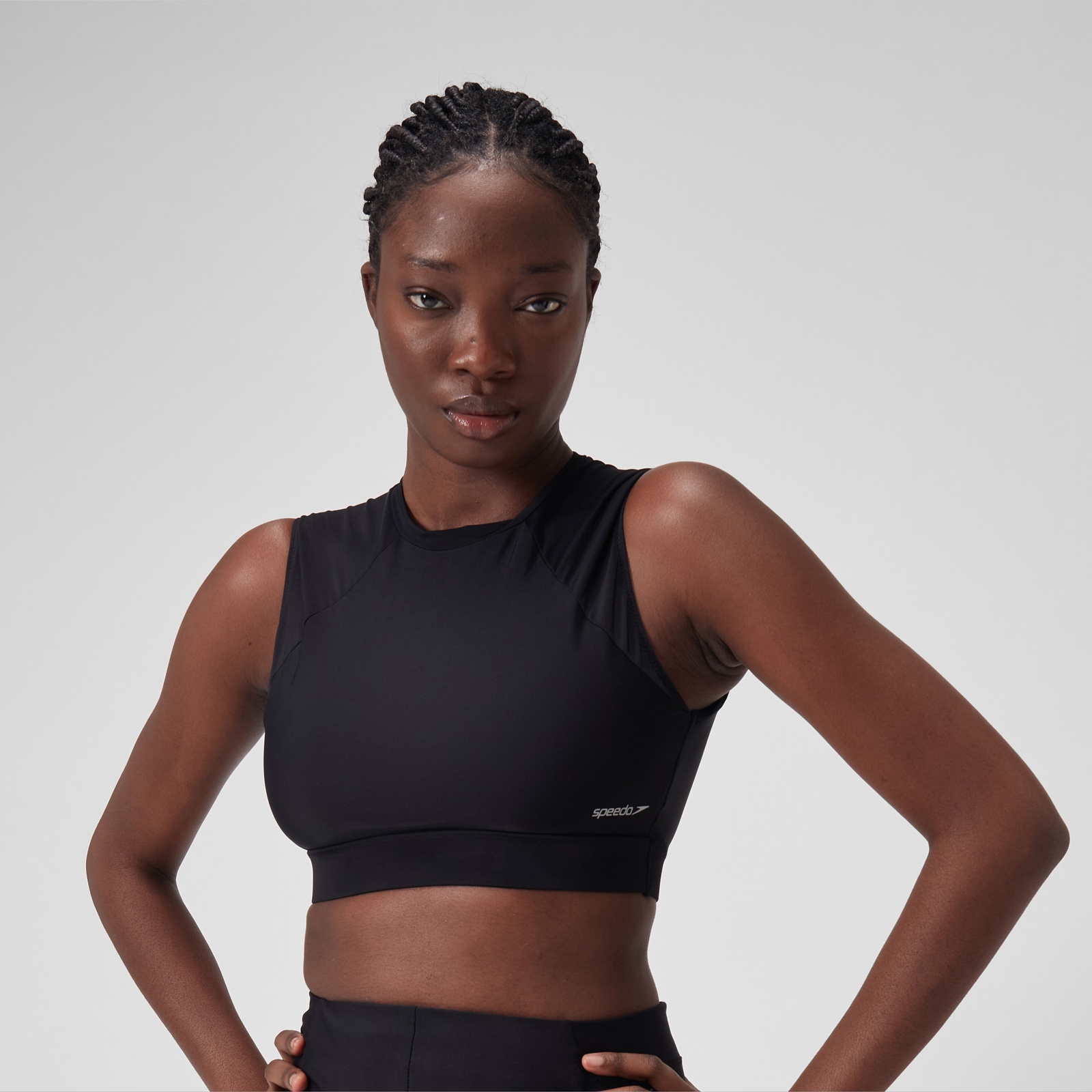 Women's Solid Short Sleeve Crop Top Dark Grey