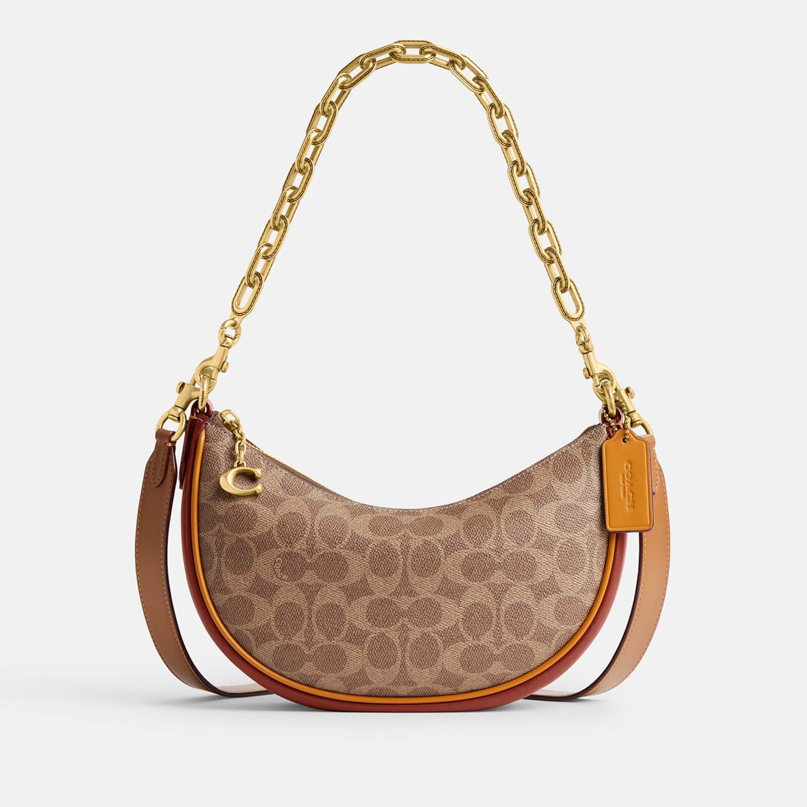 Coach Mira Coated Canvas Signature Shoulder Bag with Chain - Tan Rust