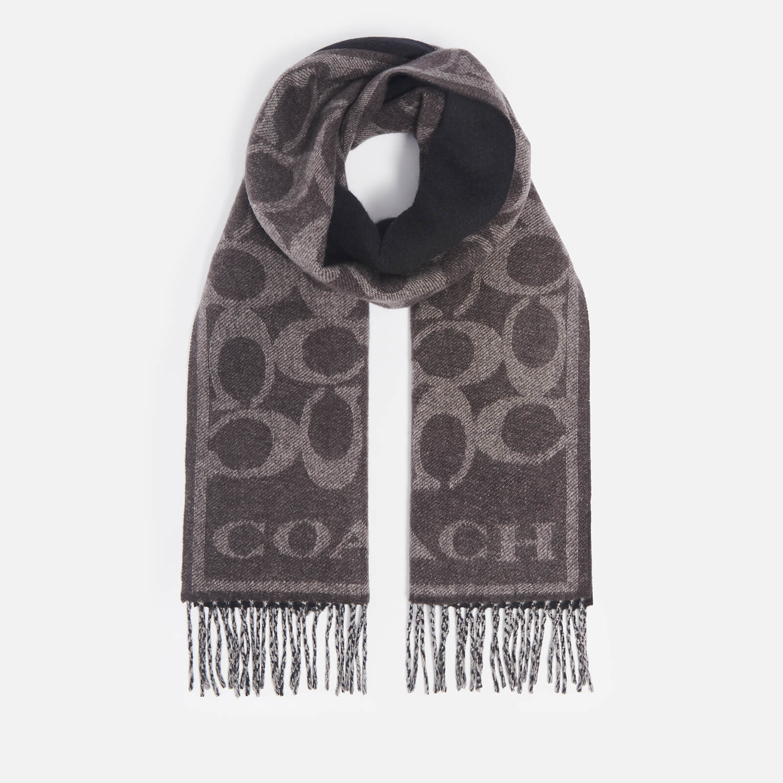 Image of Coach Eve Signature C Reversible Muffler Cashmere-Jacquard Scarf