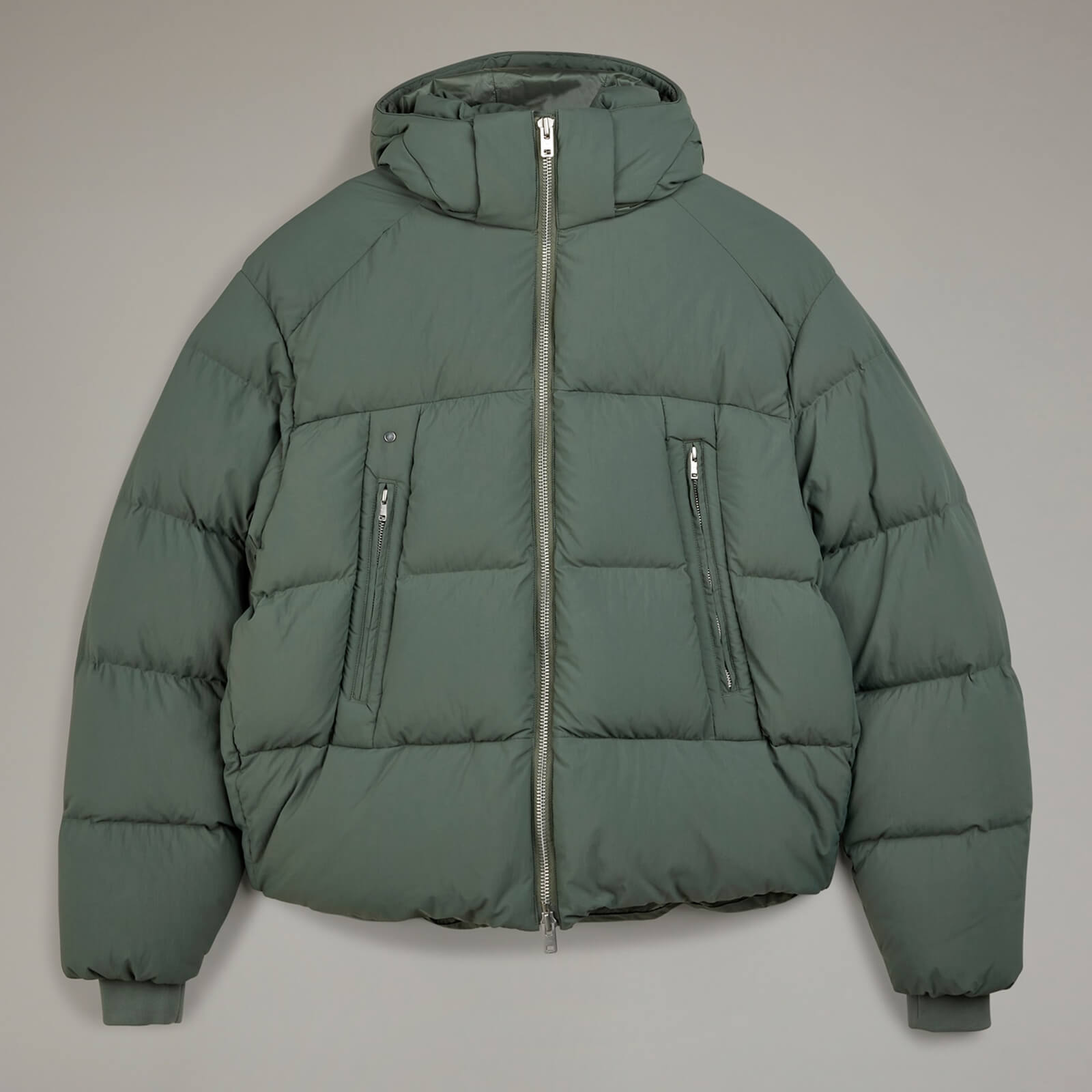 y-3 men's puff jacket - stone green - s