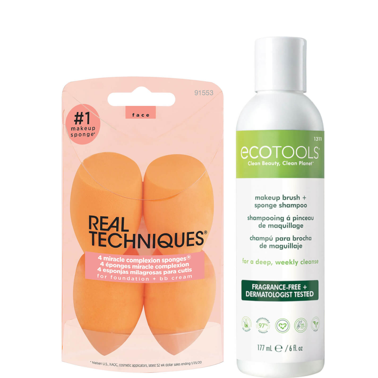 

Real Techniques Miracle Complexion Sponge 4 Pack + Makeup Sponge Shampoo