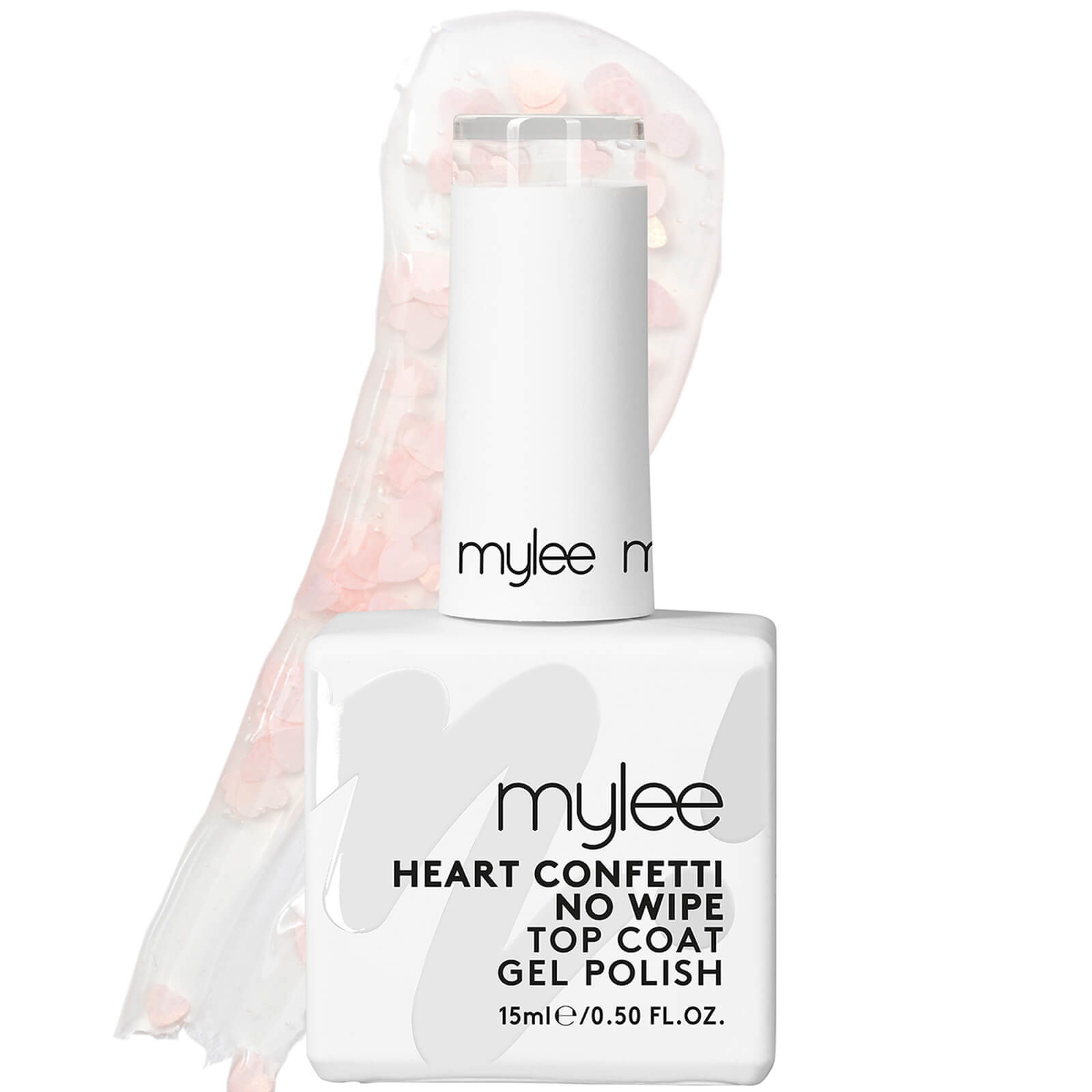 Mylee Mygel Gel Polish No Wipe Heart Confetti Top Coat 15ml In White
