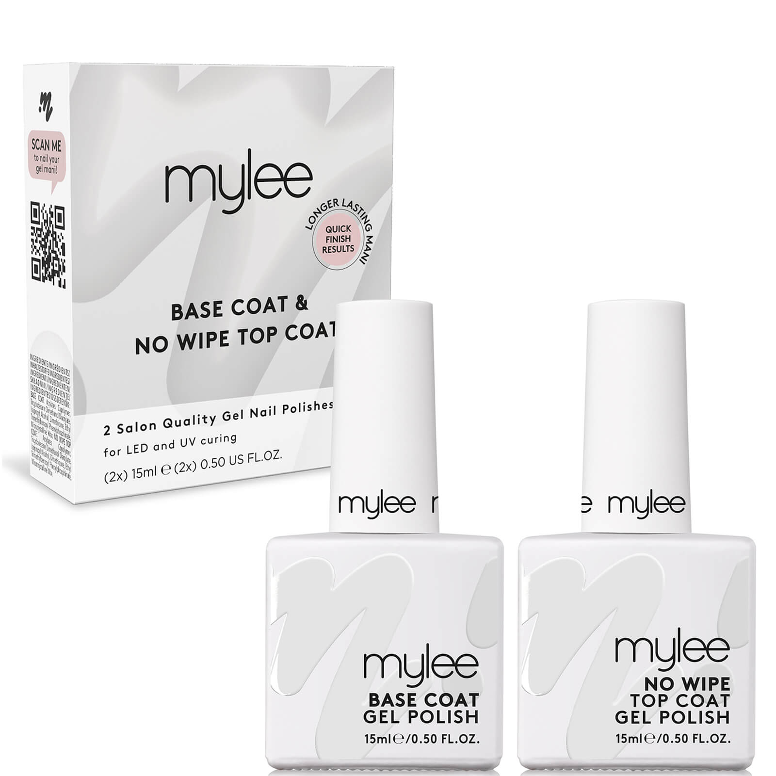 Image of Mylee Gel Polish No Wipe Top and Base Coat Duo 2 x 15ml