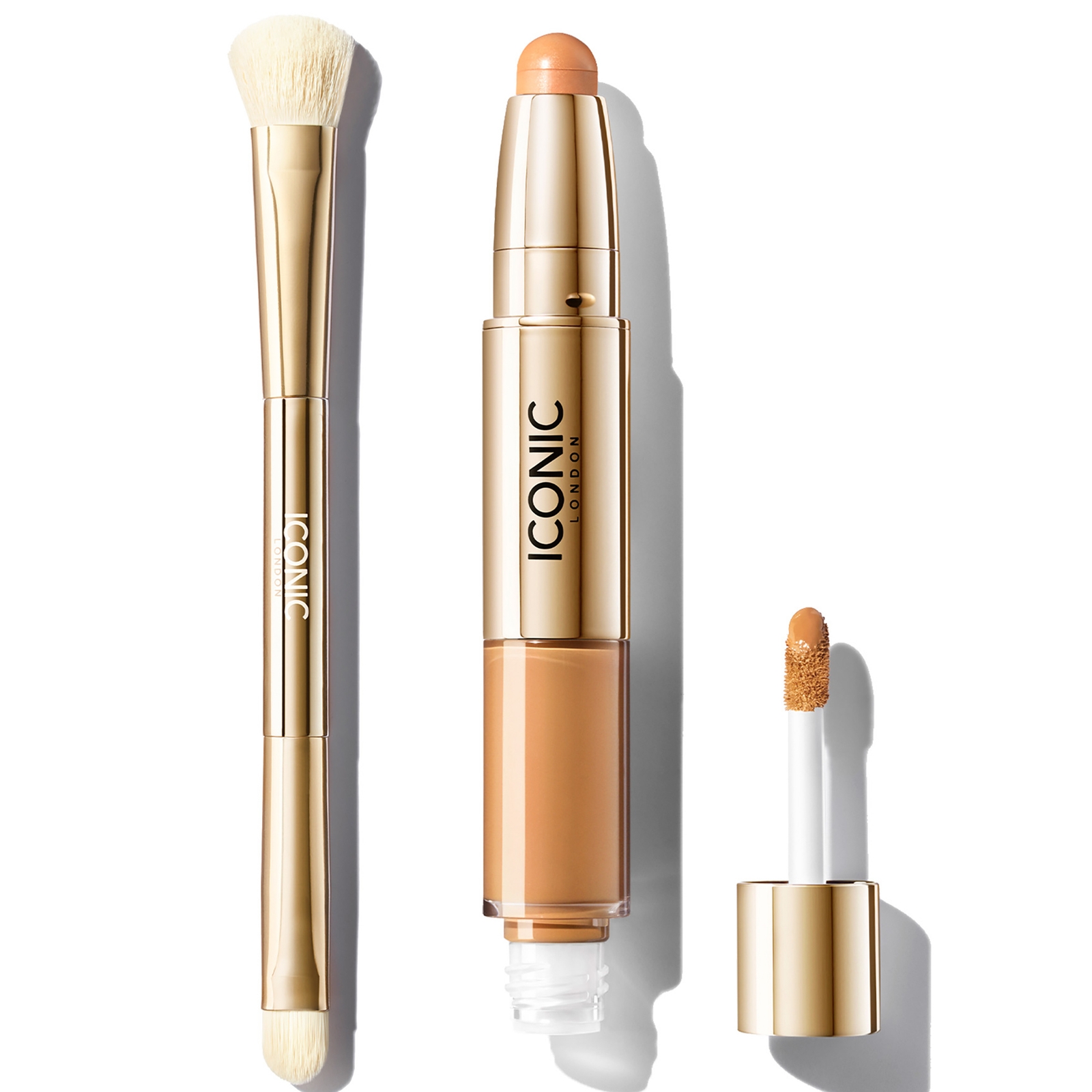 Iconic London Radiant Concealer And Brush Bundle (various Shades) - Golden Tan