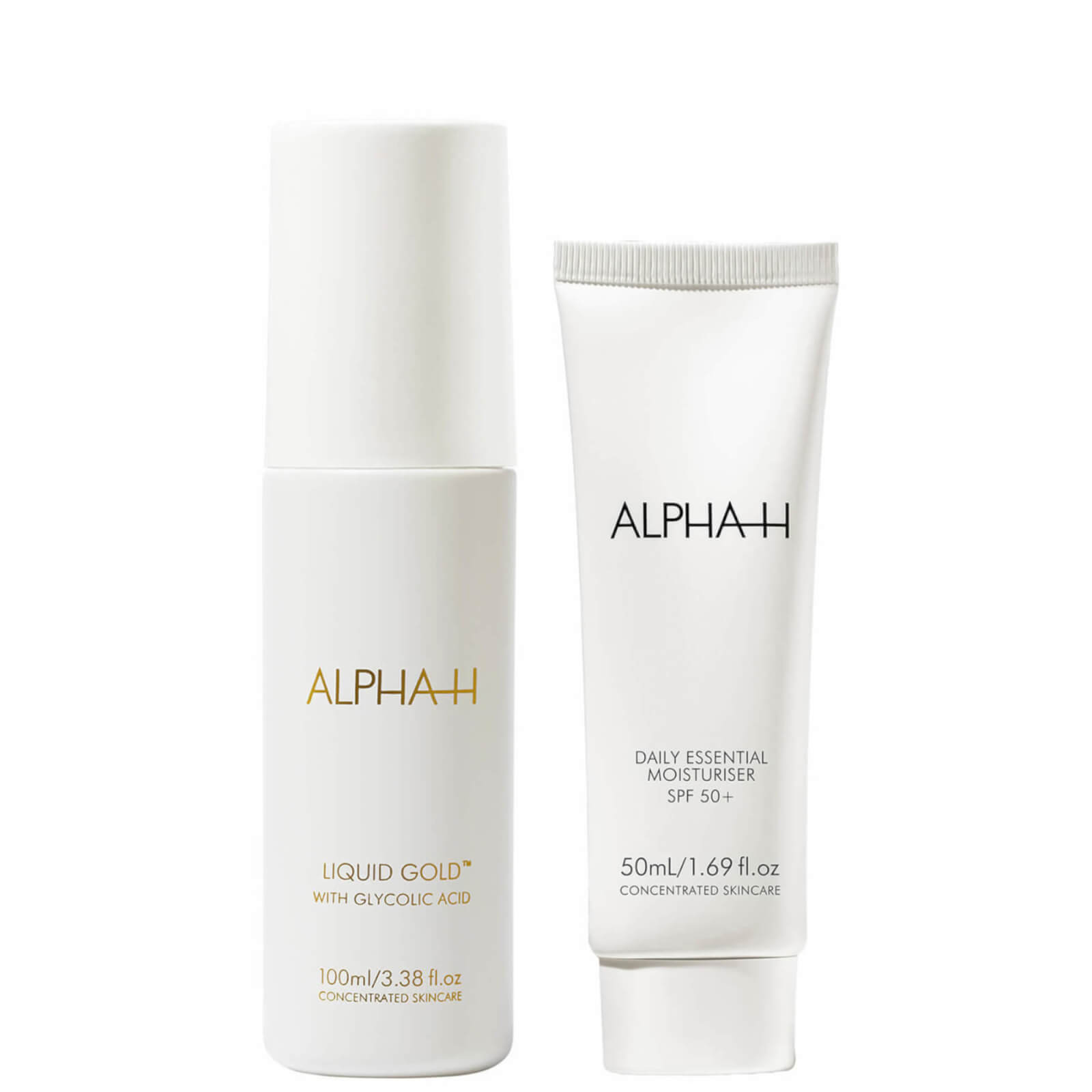 Alpha-h Daily Essential Moisturiser Spf50 50ml And Liquid Gold 100ml Duo In White