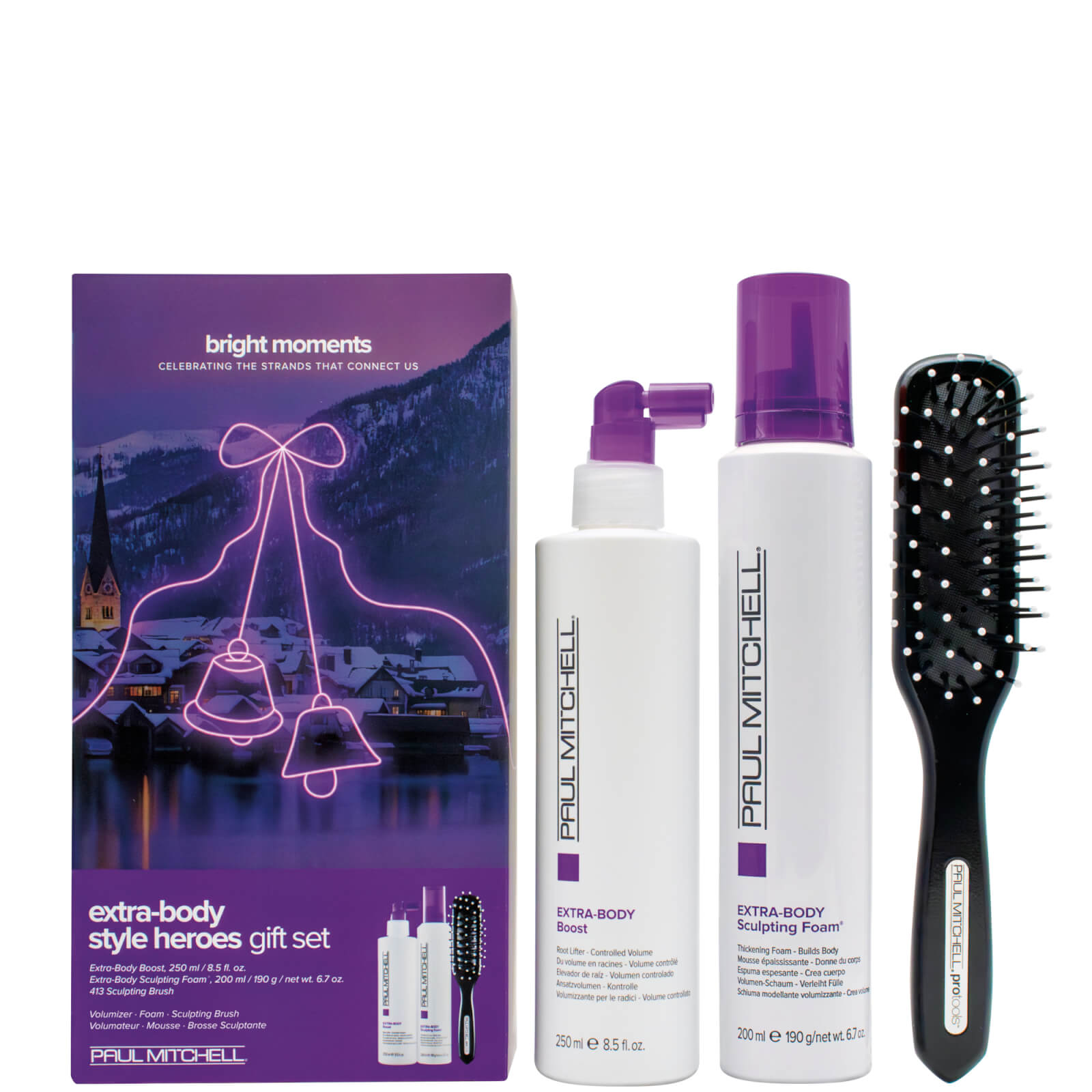 paul mitchell extra body style heroes gift set duo and brush (worth £53.79)