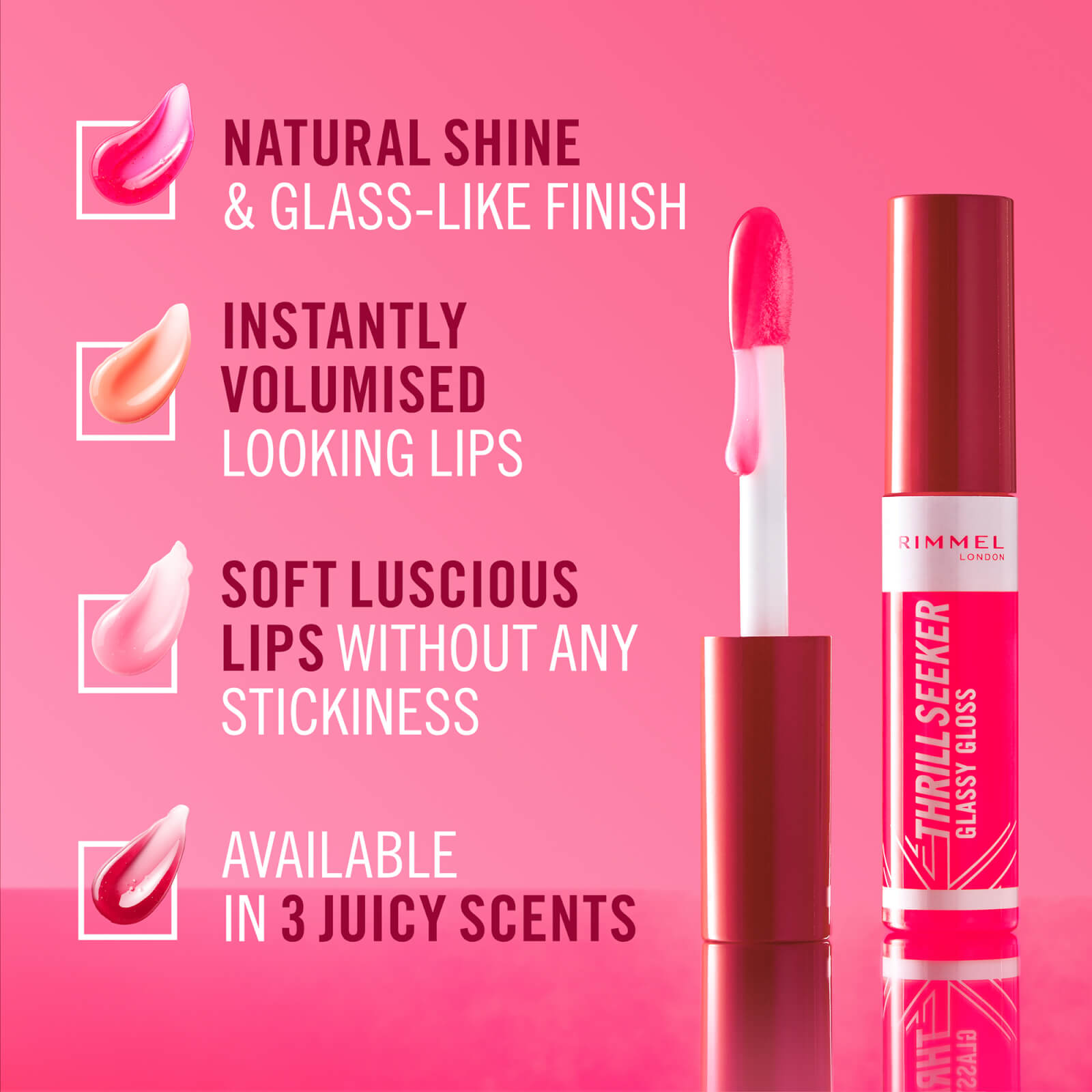 Thumbnail - Rimmel London Thrill Seeker Glassy Lip Gloss 10ml (Various Shades) - 350 Pink to the Berry