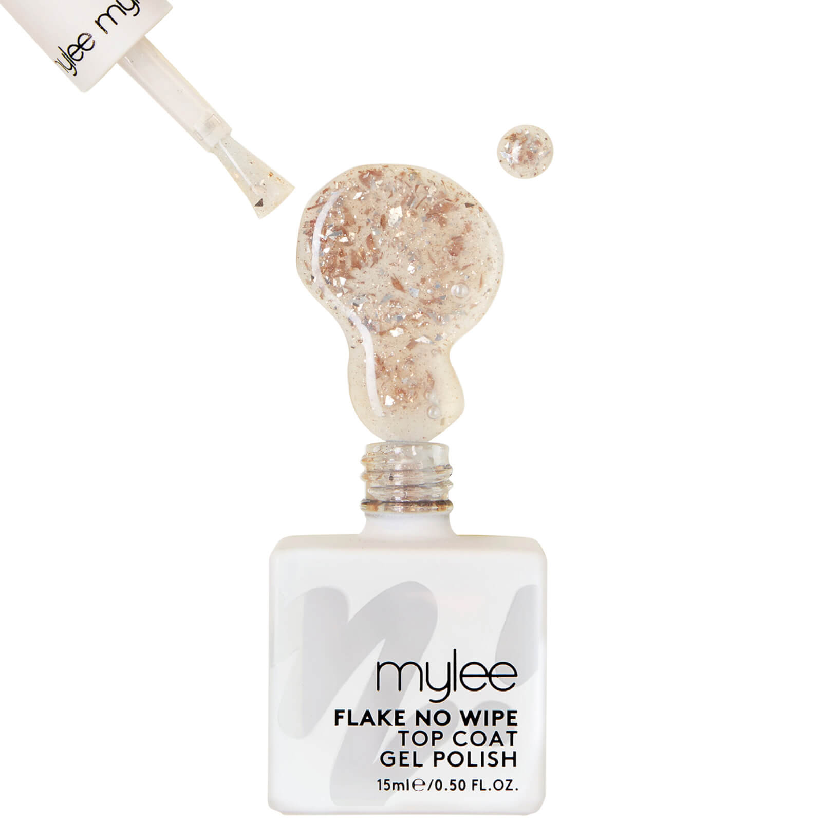 Mylee Rose Gold Flake No Wipe Top Coat 15ml In White