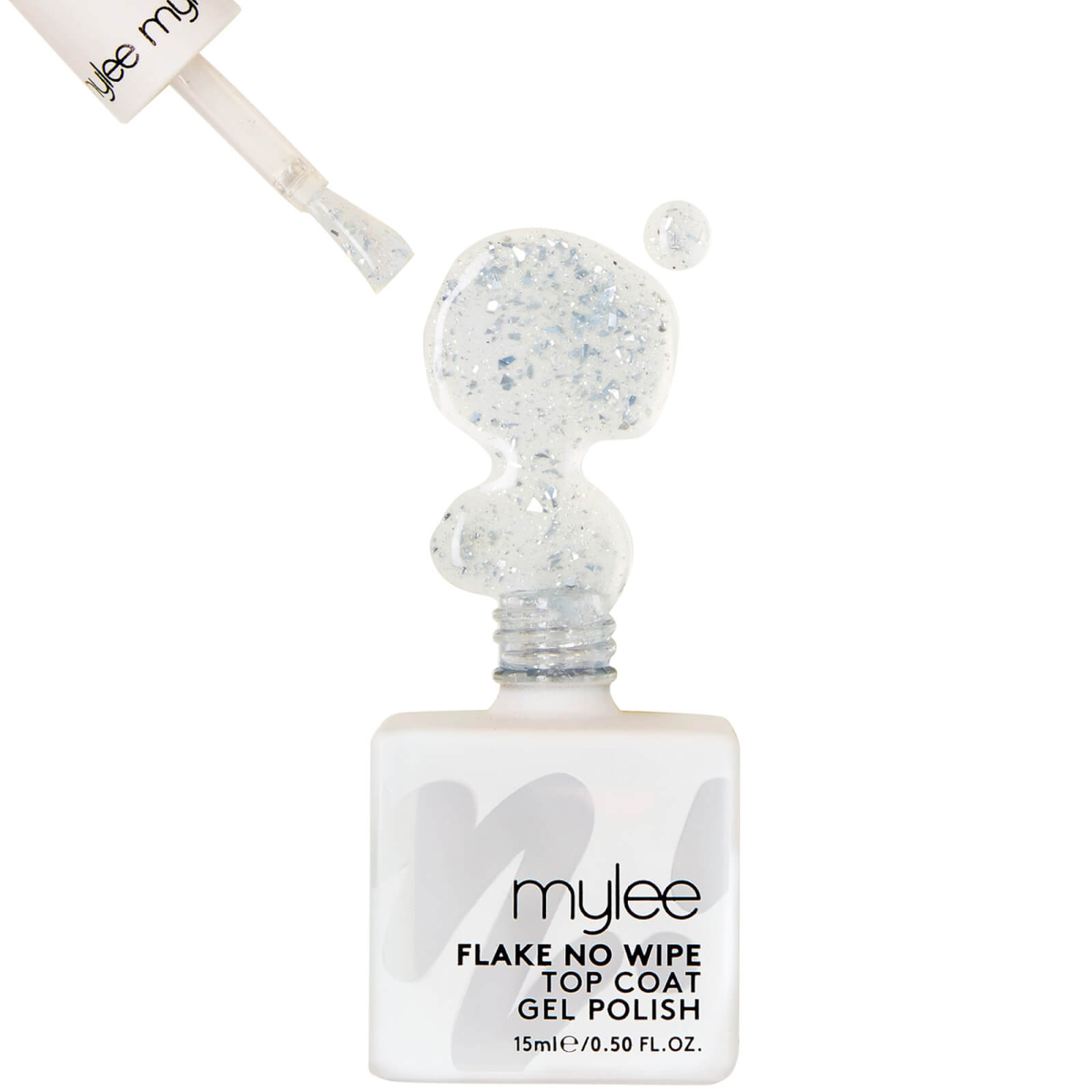 Mylee Silver Flake No Wipe Top Coat 15ml In White