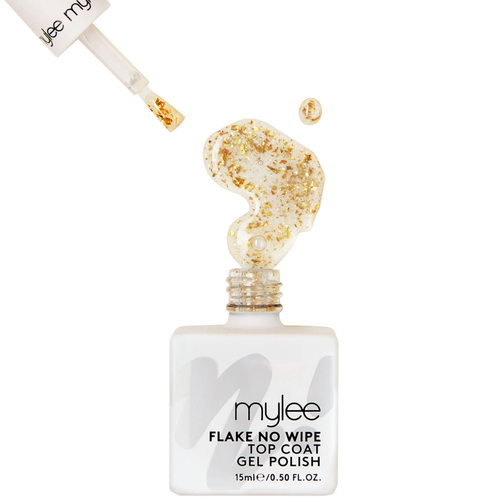 Mylee Gold Flake No Wipe Top Coat 15ml In White