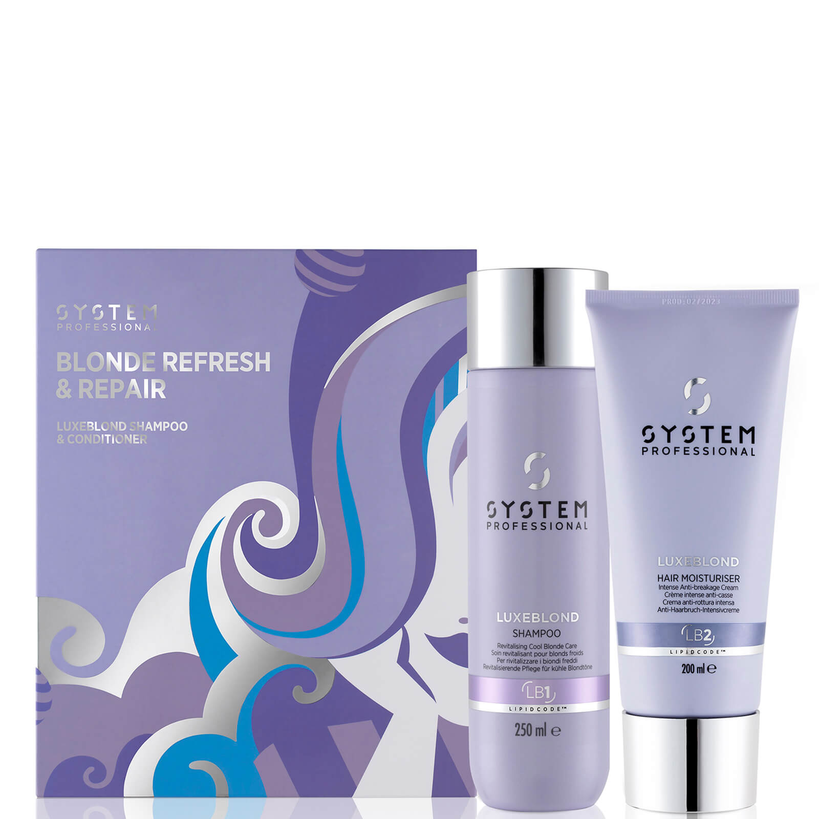 System Professional Luxeblond Blonde Refresh And Repair Toning Hair Gift Set In White
