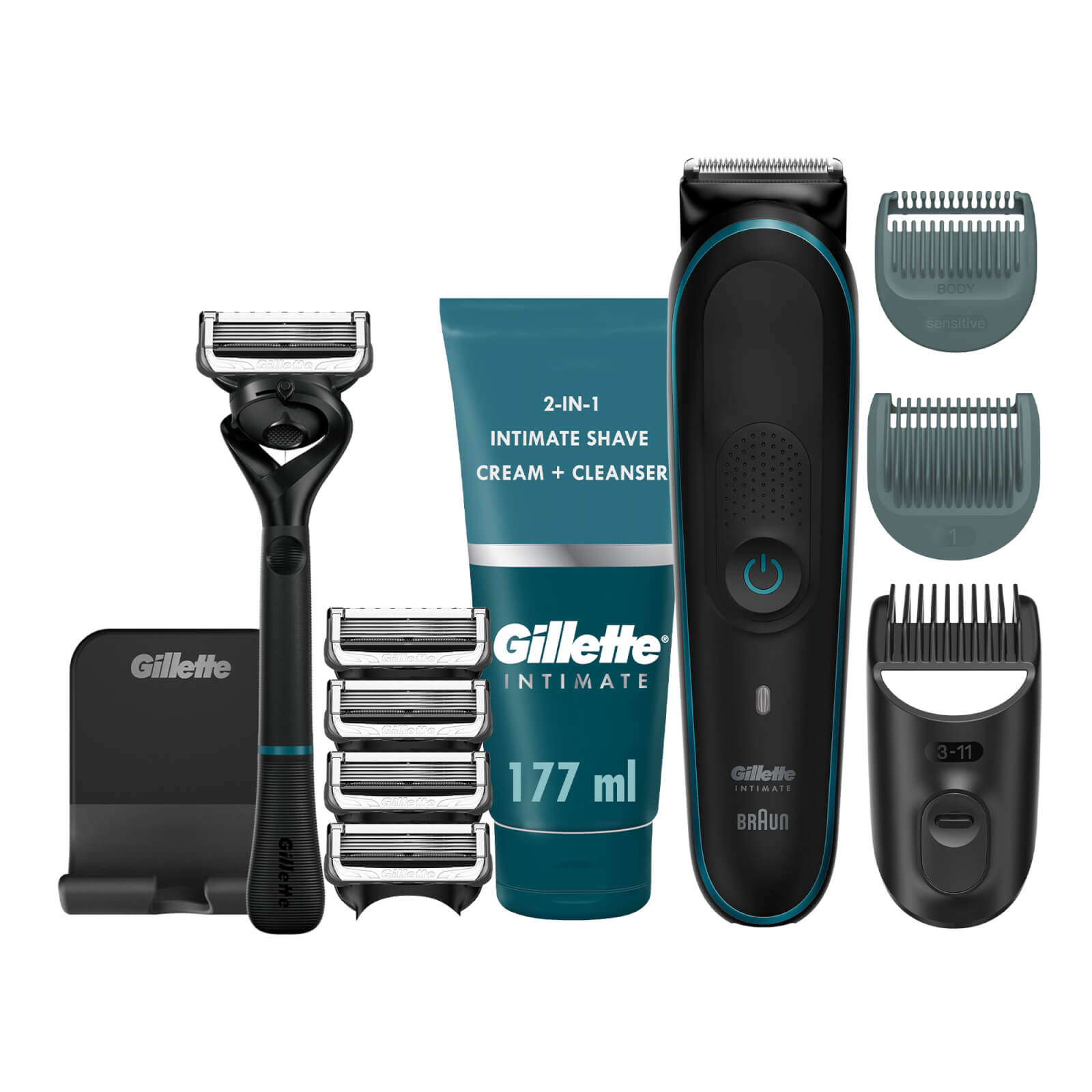 Gillette Intimate Deluxe Set - Trimmer i5  Razor  Blades & Shave Cream