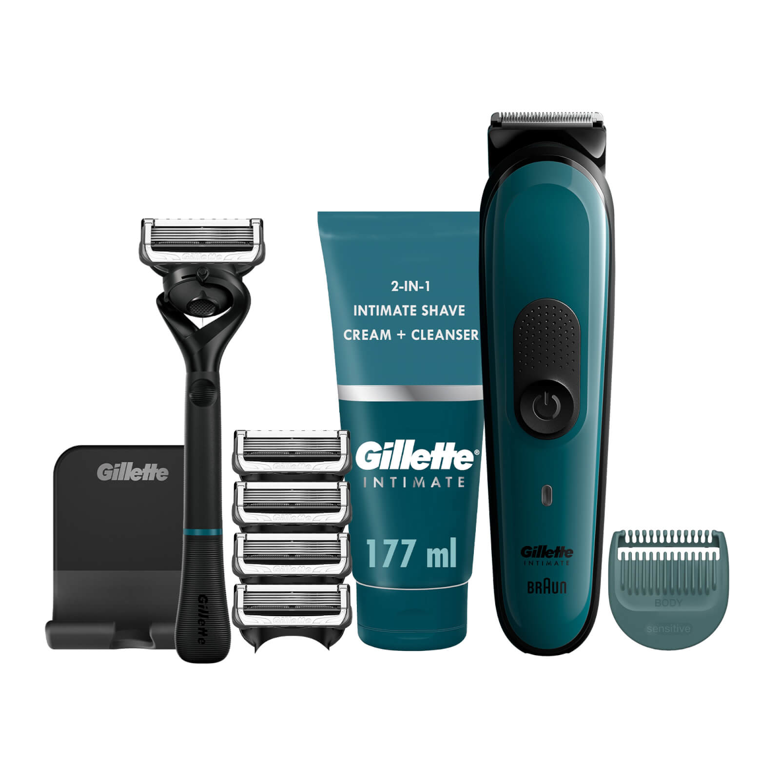 Gillette Intimate Shaving Kit - Trimmer i3  Razor  Blade Refills & Shave Cream