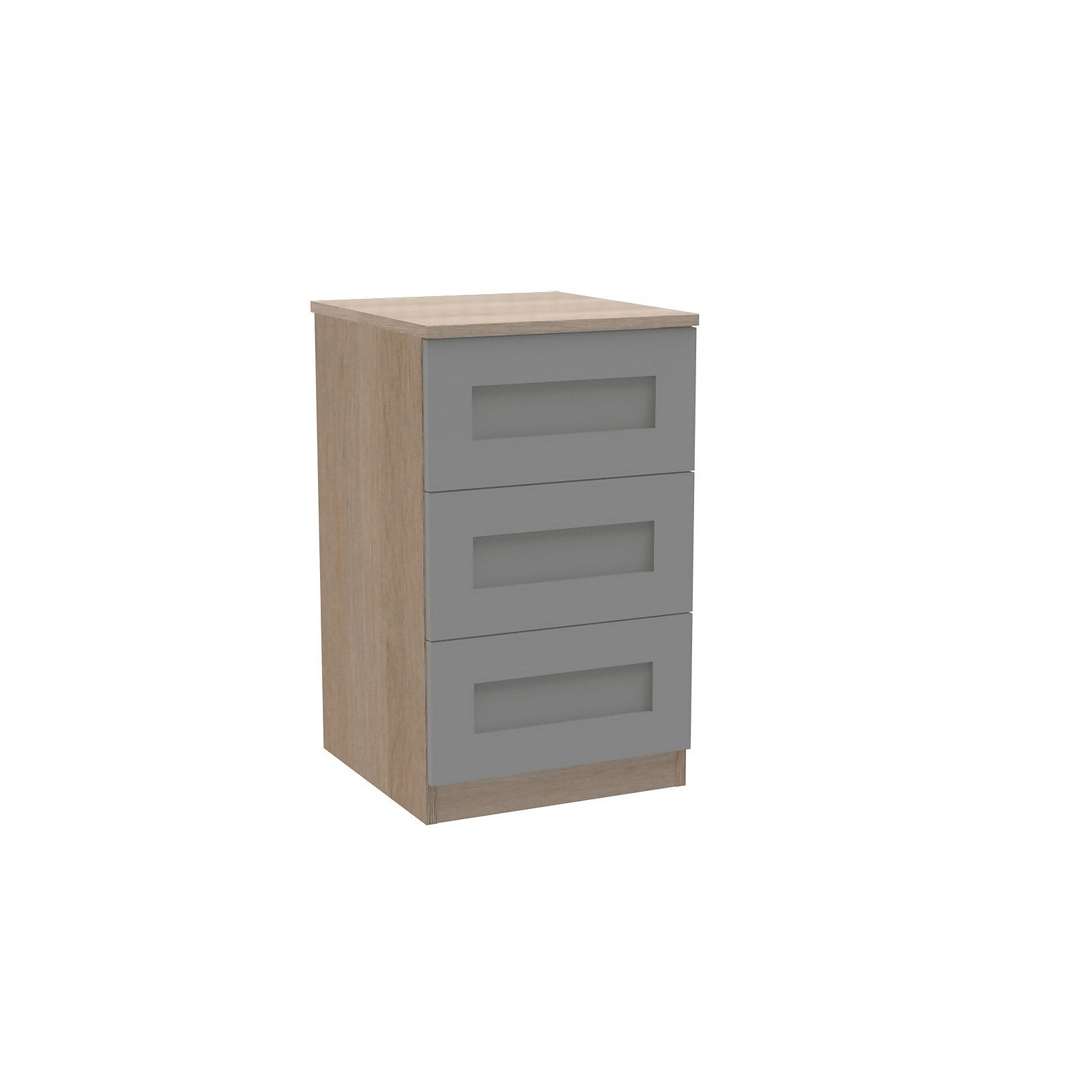 House Beautiful Realm Narrow Chest of Drawers - Oak Effect Carcass, Grey Shaker Drawer Fronts (W)450mm x (H)756mm thumbnail
