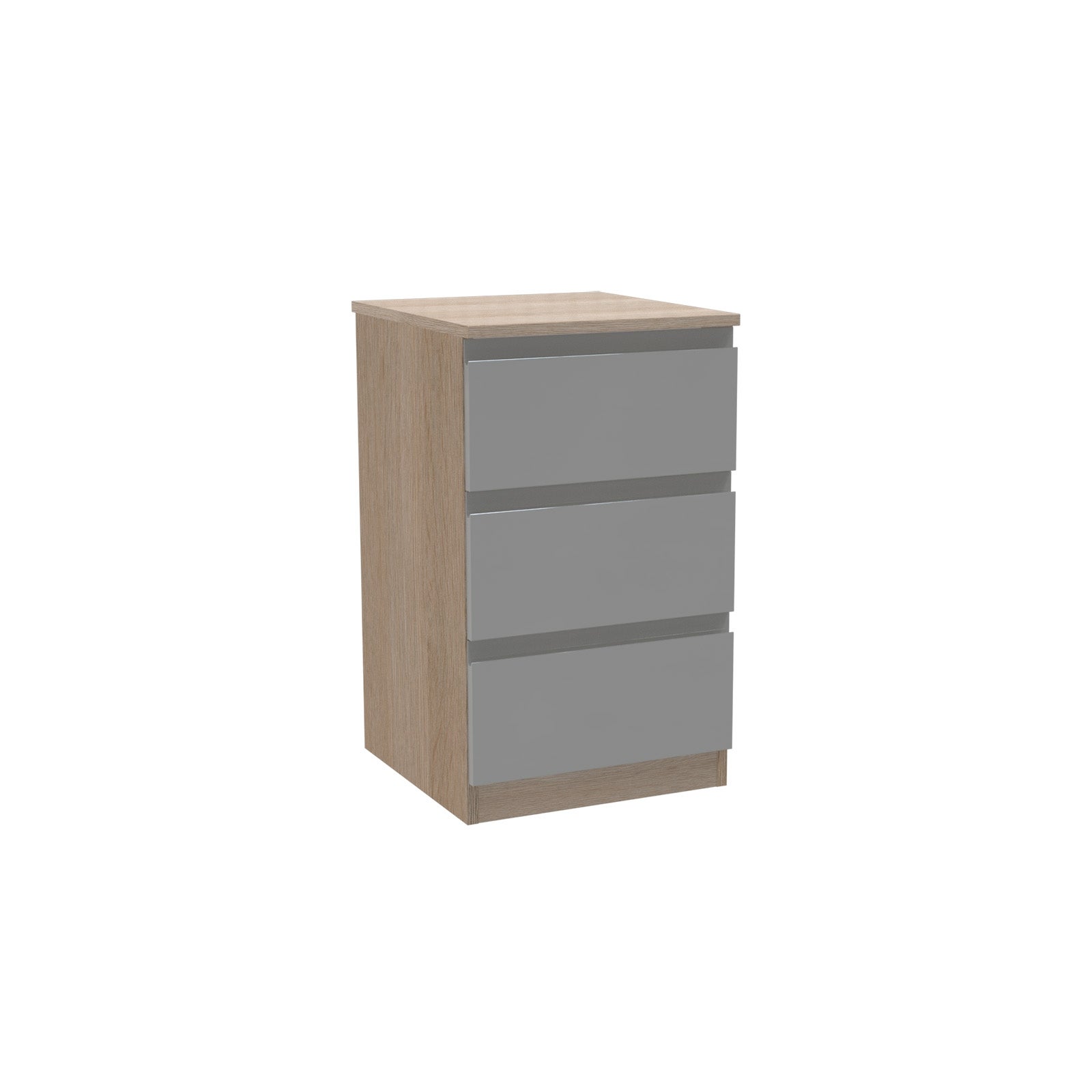 House Beautiful Escape Narrow Chest of Drawers - Oak Effect Carcass, Gloss Grey Handleless Drawer Fronts (W)450mm x (H)756mm thumbnail