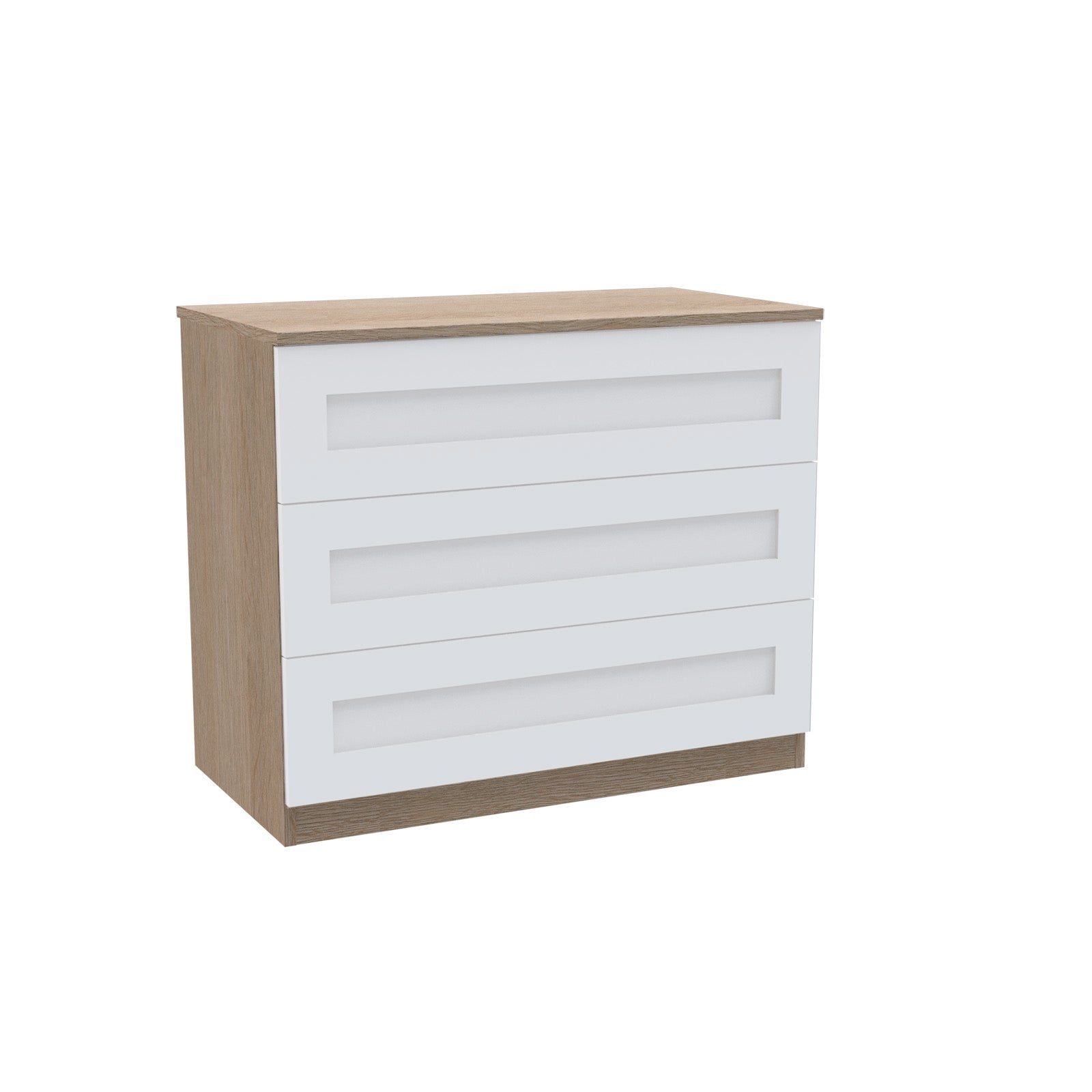 House Beautiful Realm Wide Chest of Drawers - Oak Effect Carcass, White Shaker Drawer Fronts (W)900mm x (H)756mm thumbnail