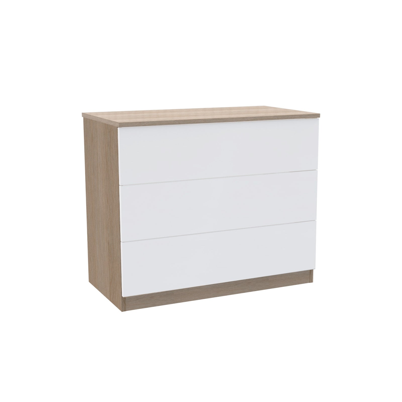 House Beautiful Honest Wide Chest of Drawers - Oak Effect Carcass, Gloss White Slab Drawer Fronts (W)900mm x (H)756mm thumbnail
