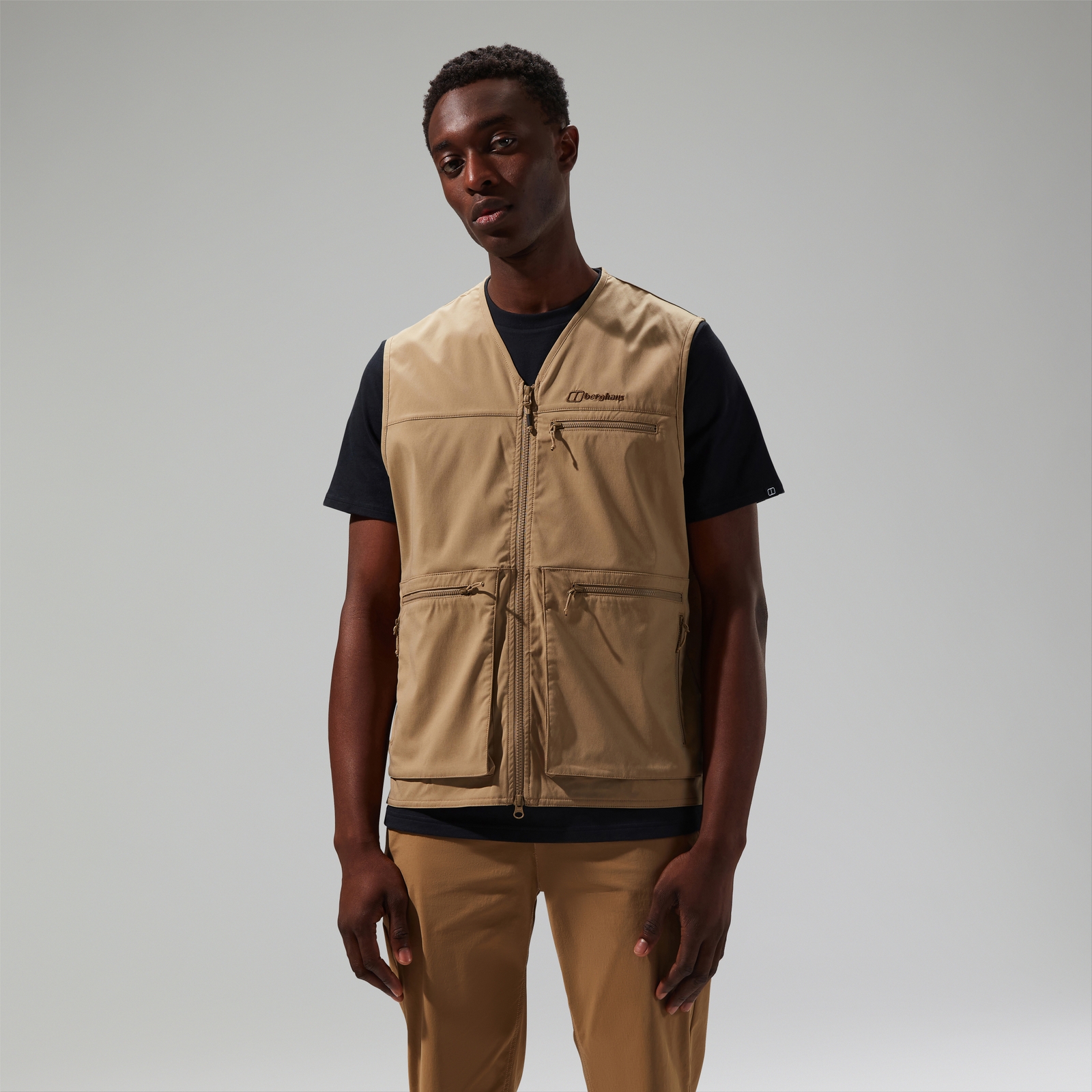 unisex utility pocket vest brown