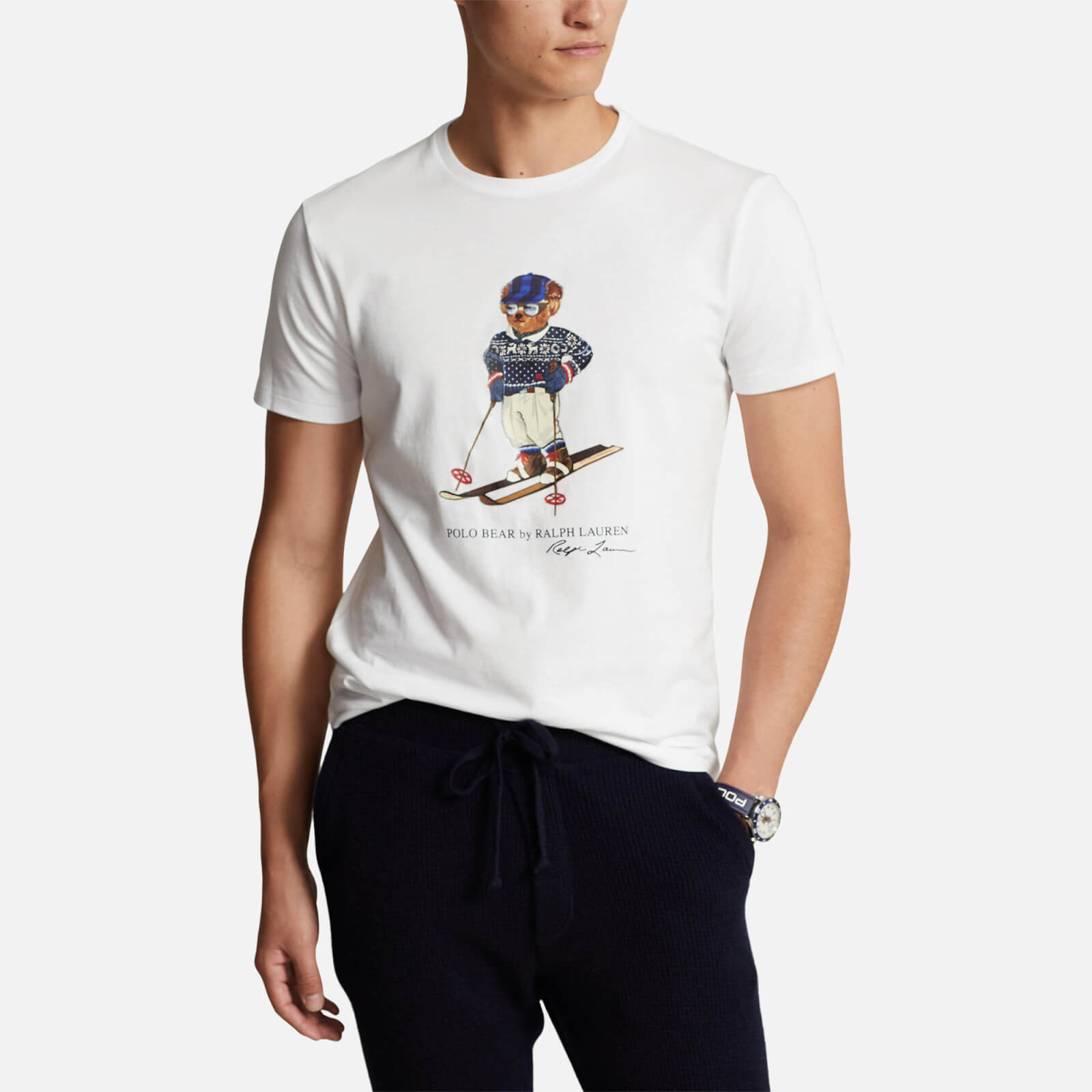 Polo Ralph Lauren Men's Polo Bear Graphic Custom Slim Fit T-Shirt - White Ski Bear - S
