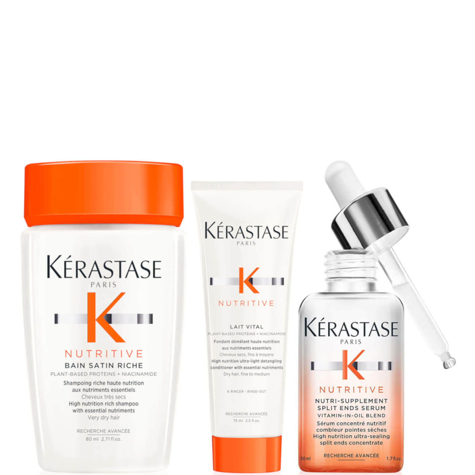Kerastase Nutritive Nutri-Supplement Split Ends Serum For Dry Hair and Split Ends 50ml with Travel S