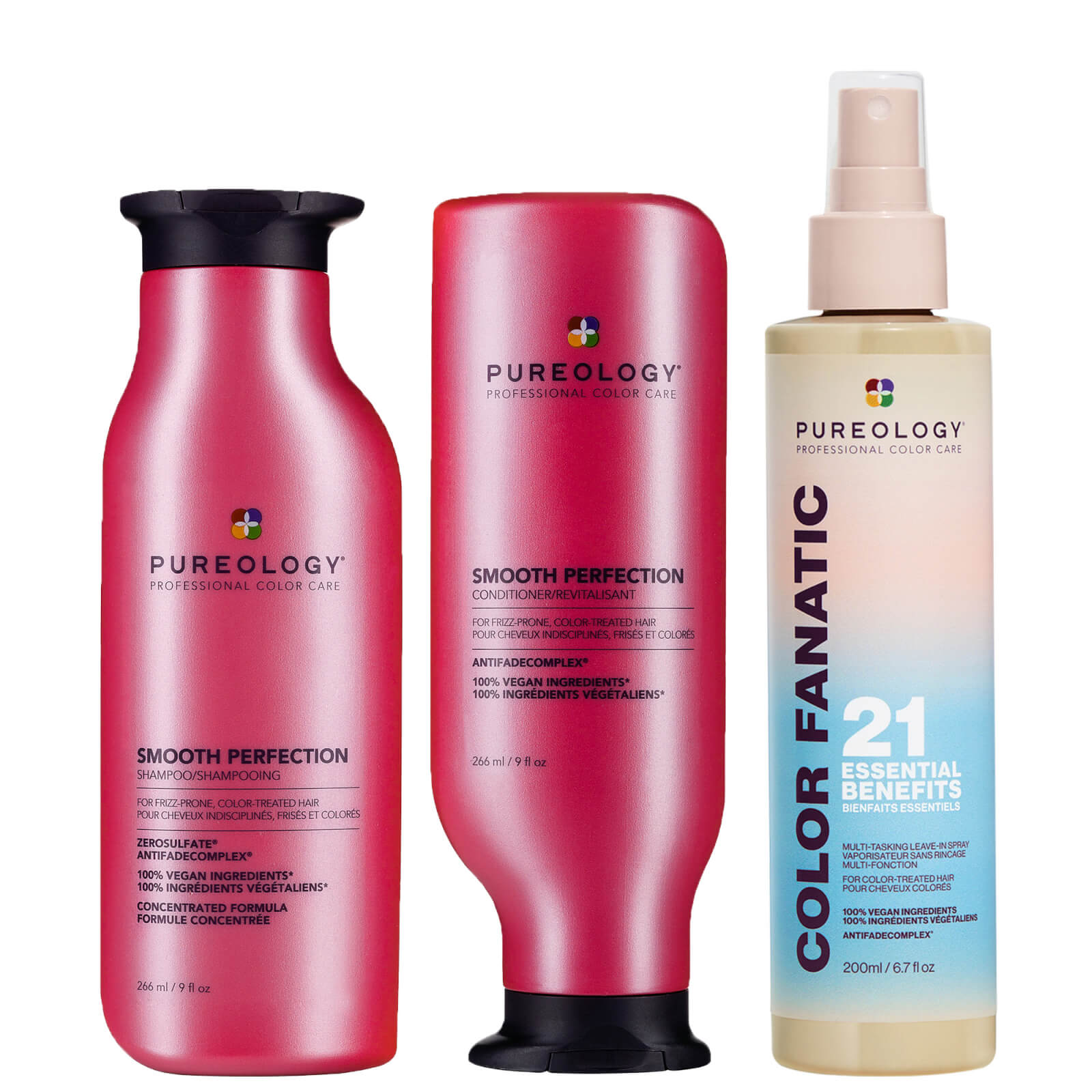 Photos - Hair Product Pureology Smooth Perfection Shampoo, Conditioner and Color Fanatic Spray f