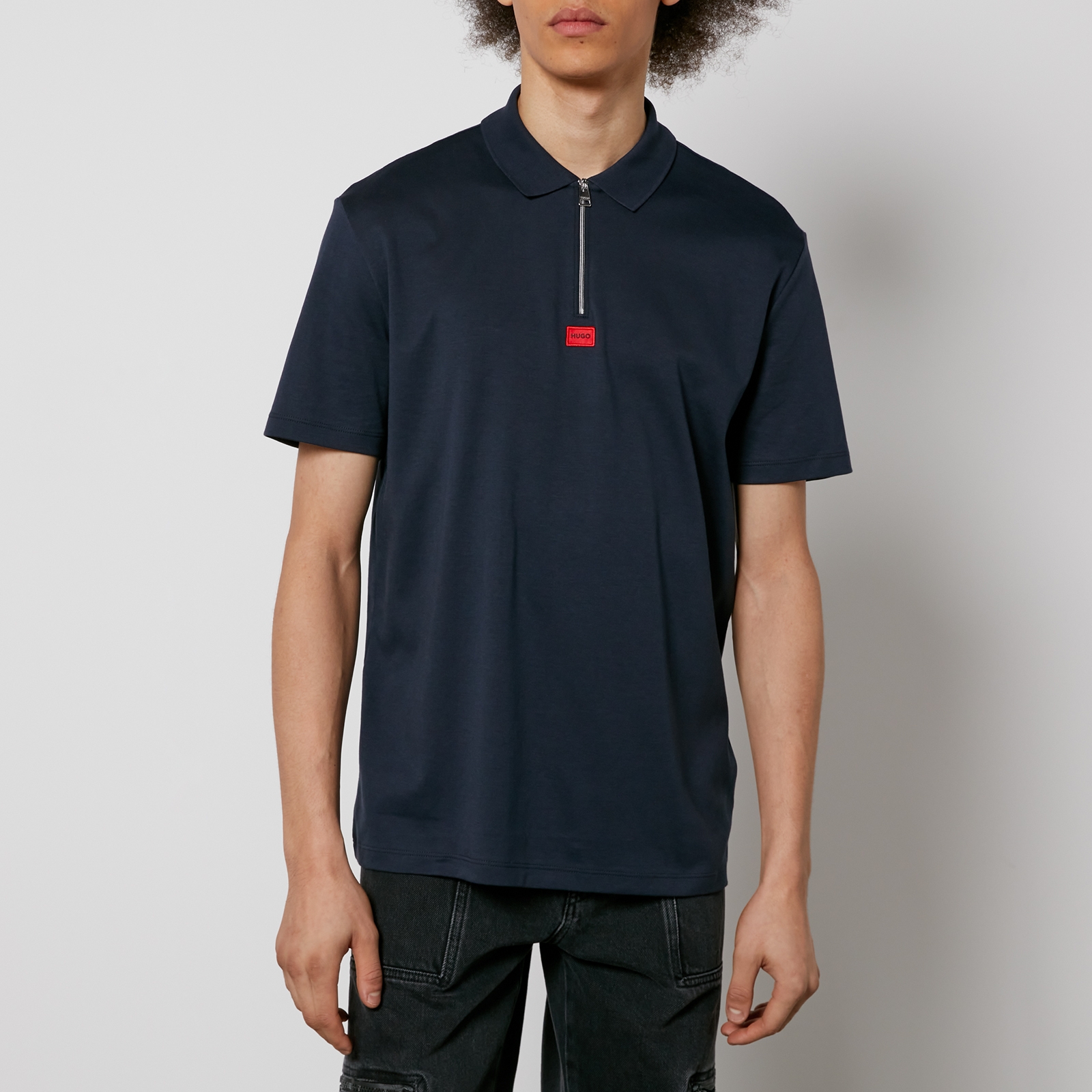 HUGO Deresom241 Cotton-Jersey Quarter-Zip T-Shirt
