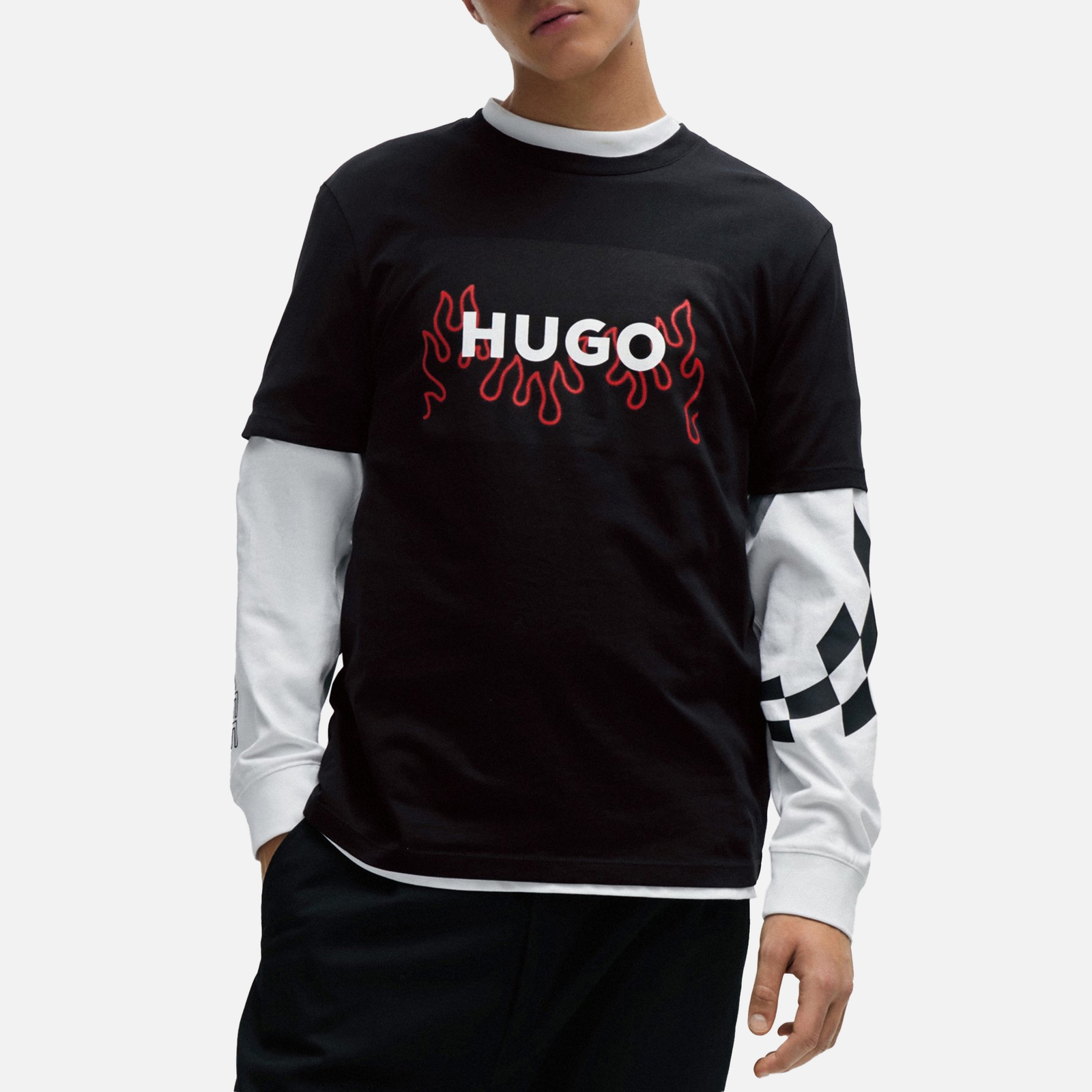 HUGO Dulive_U241 Graphic Flame Cotton T-Shirt