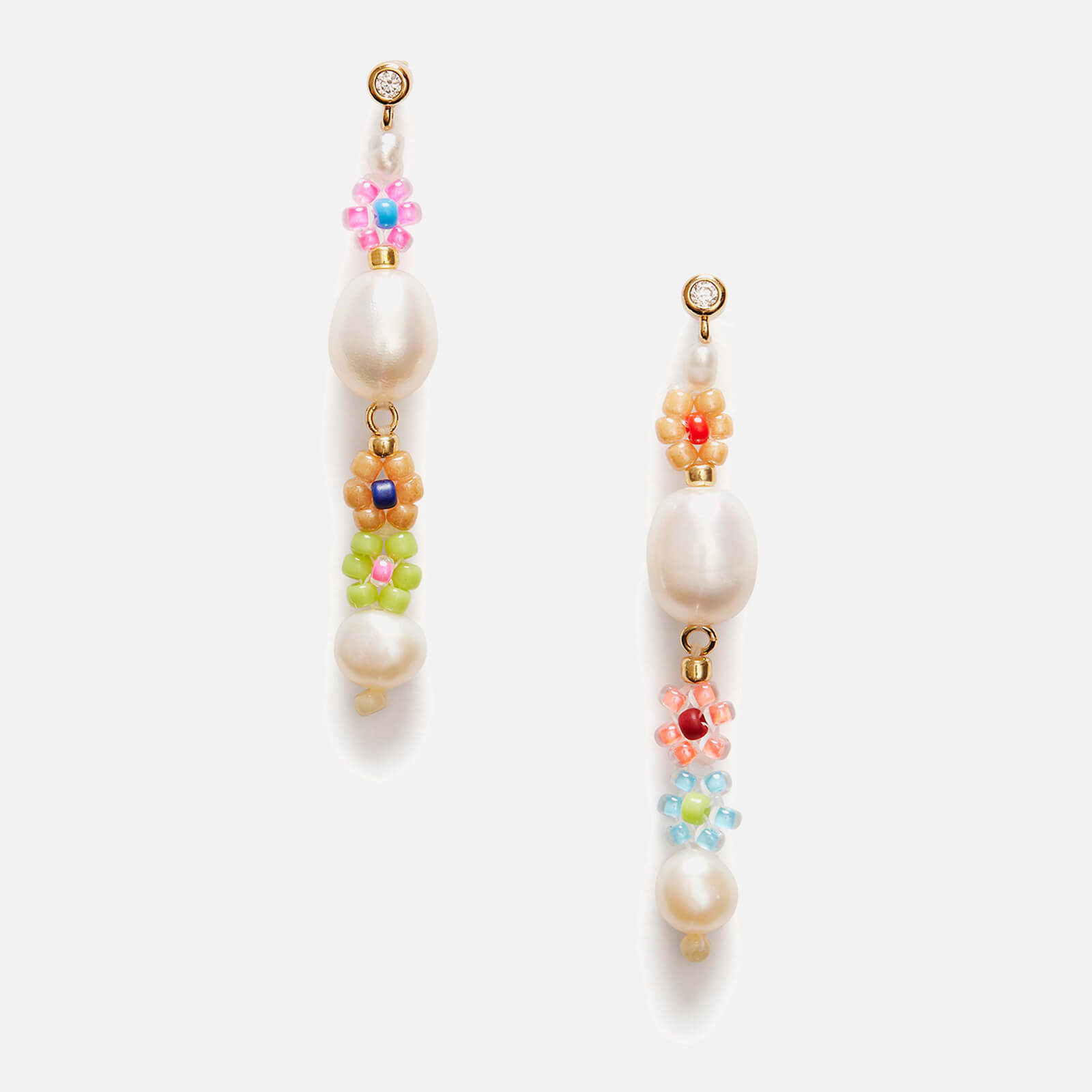 anni lu mexi flower 18-karat gold-plated multistone earring