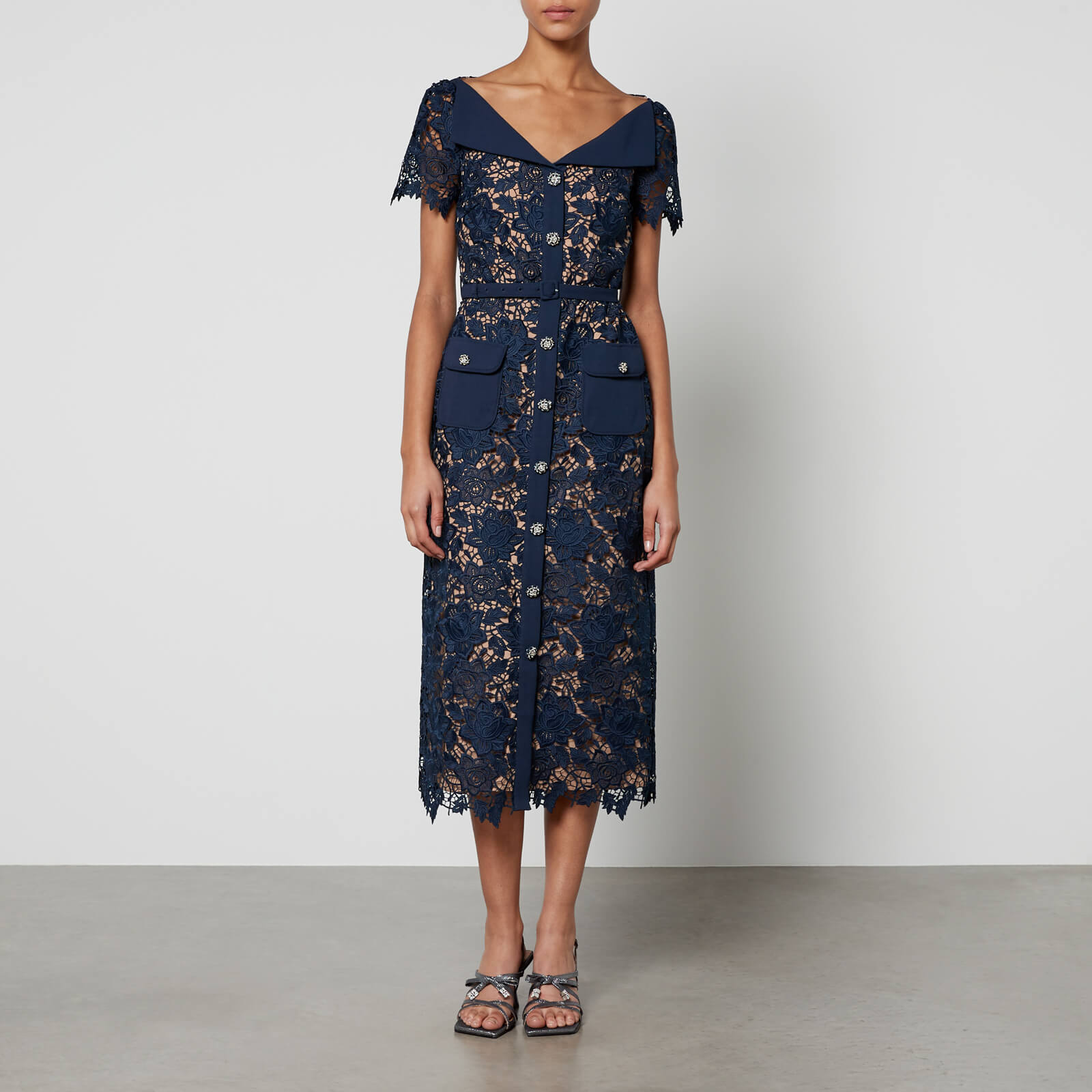 Self-Portrait Guipure Lace Midi Dress - US 2/UK 6