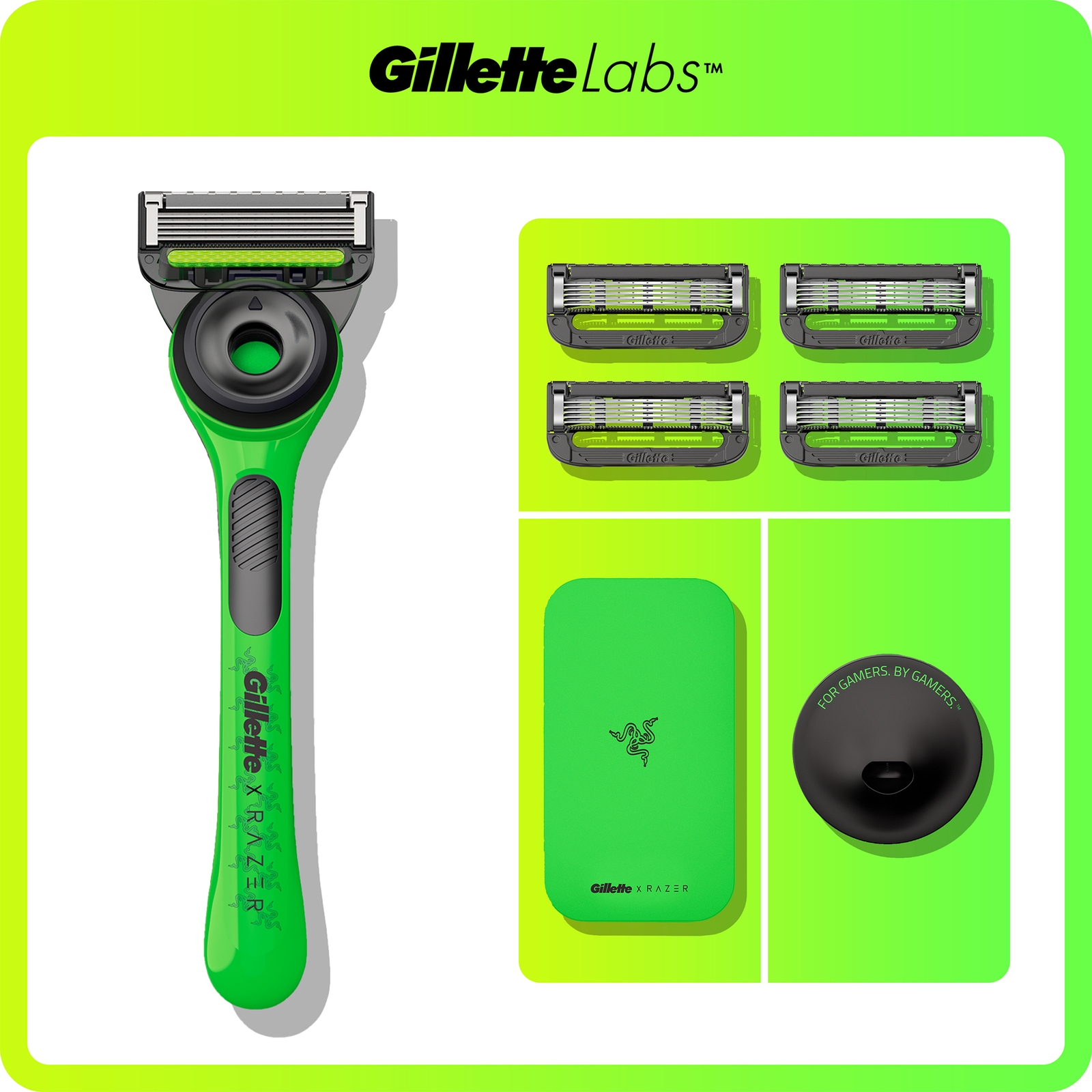 Gillette Labs Razer Razor Limited Edition - With Travel Case & 4 Blade Refills