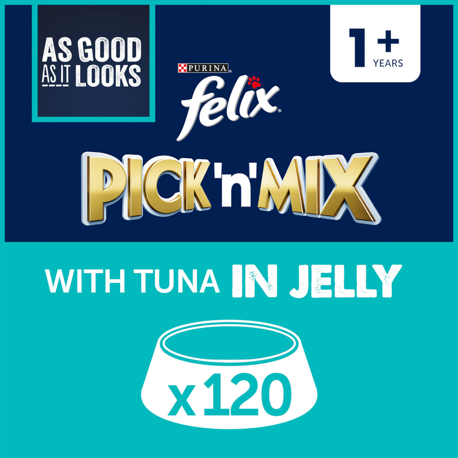 Image of Felix As Good As It Looks Adult Wet Cat Food with Tuna in Jelly 120x100g