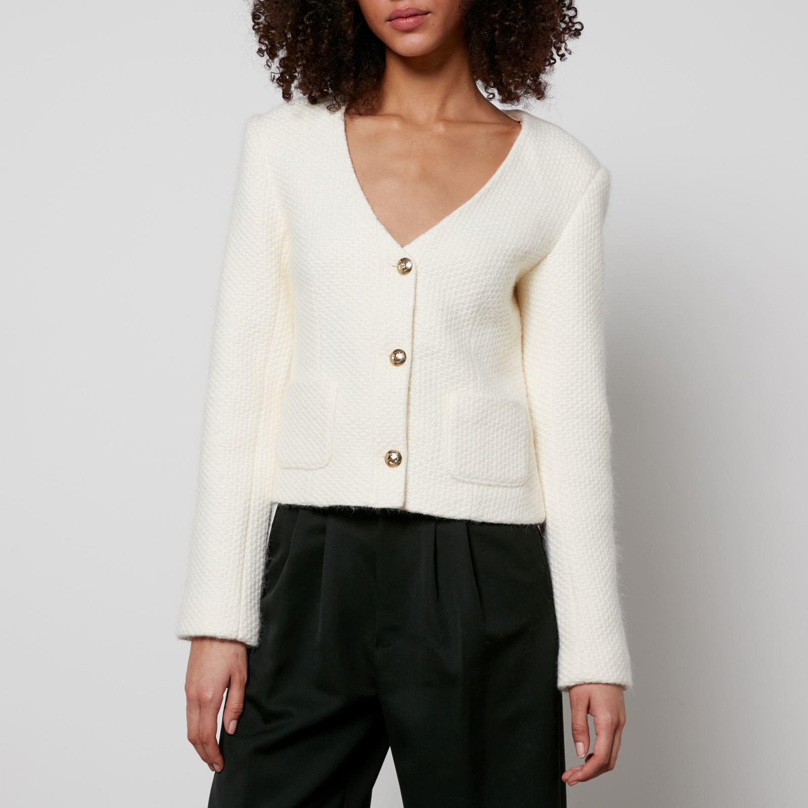 Anine Bing Anitta Cropped Knitted Jacket - XS