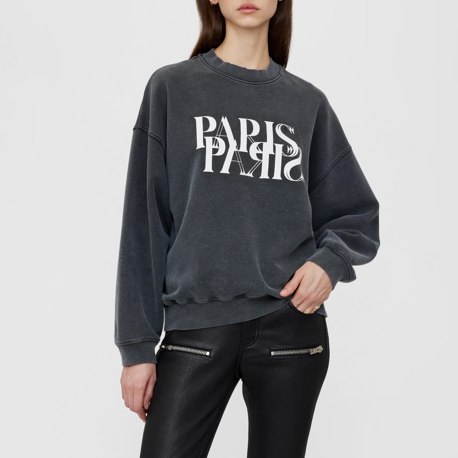 Anine Bing Women's Jaci Sweatshirt Paris - Washed Black - M