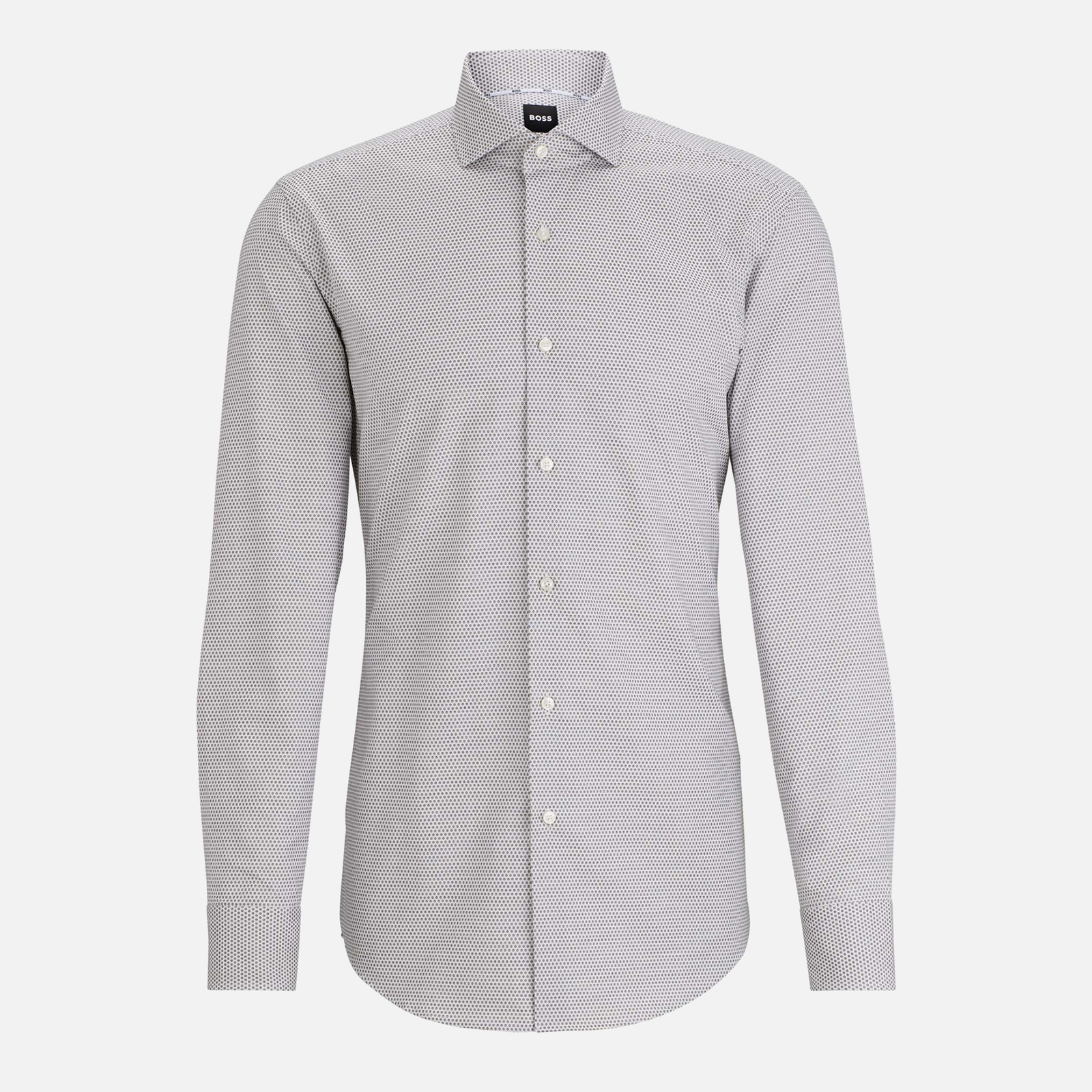 BOSS Black H-Hank Spread Collar Cotton-Blend Long Sleeved Shirt