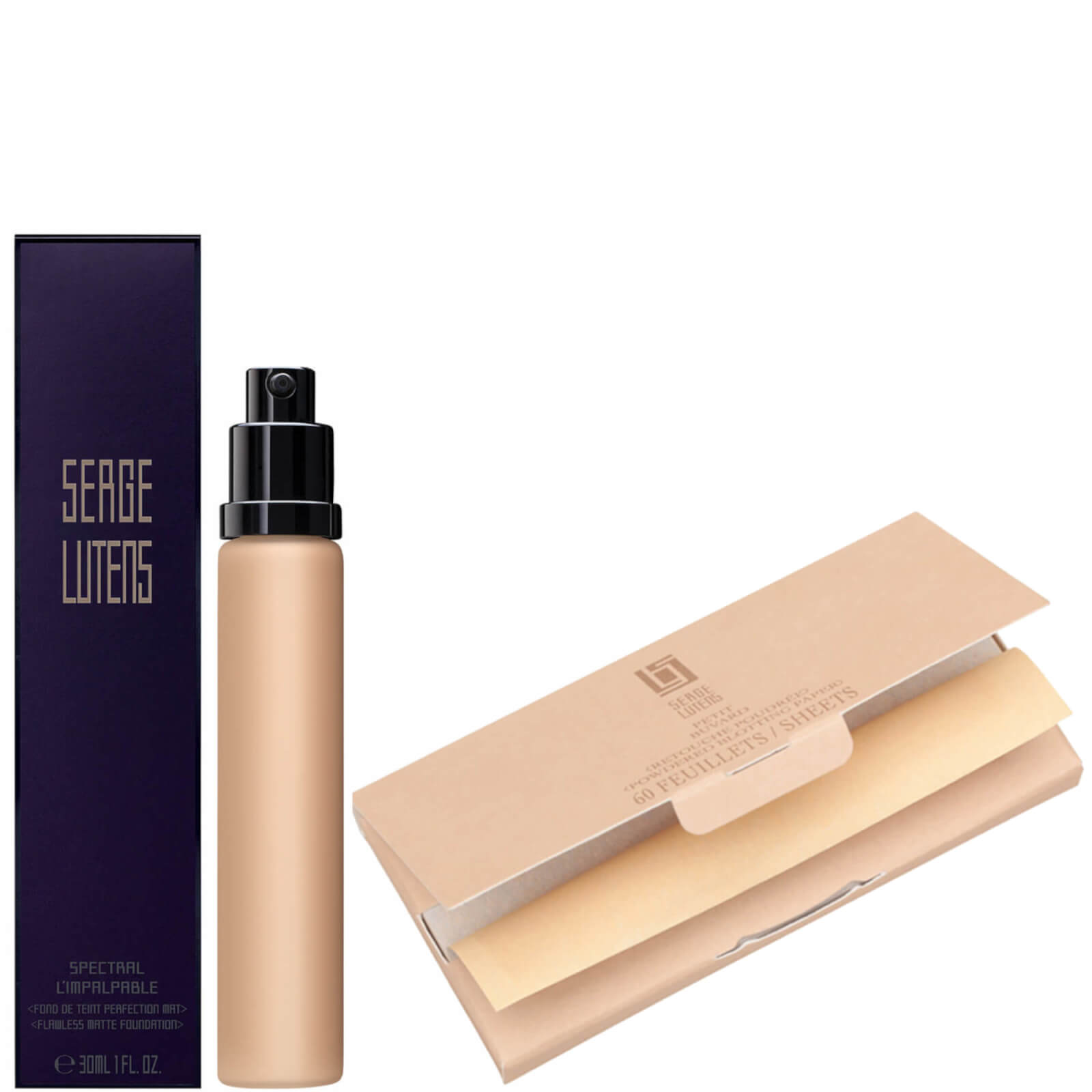 

Serge Lutens Petit Buvard Matifying Paper and Spectral Fluid Foundation Refill 30ml Bundle (Various Shades) - I10
