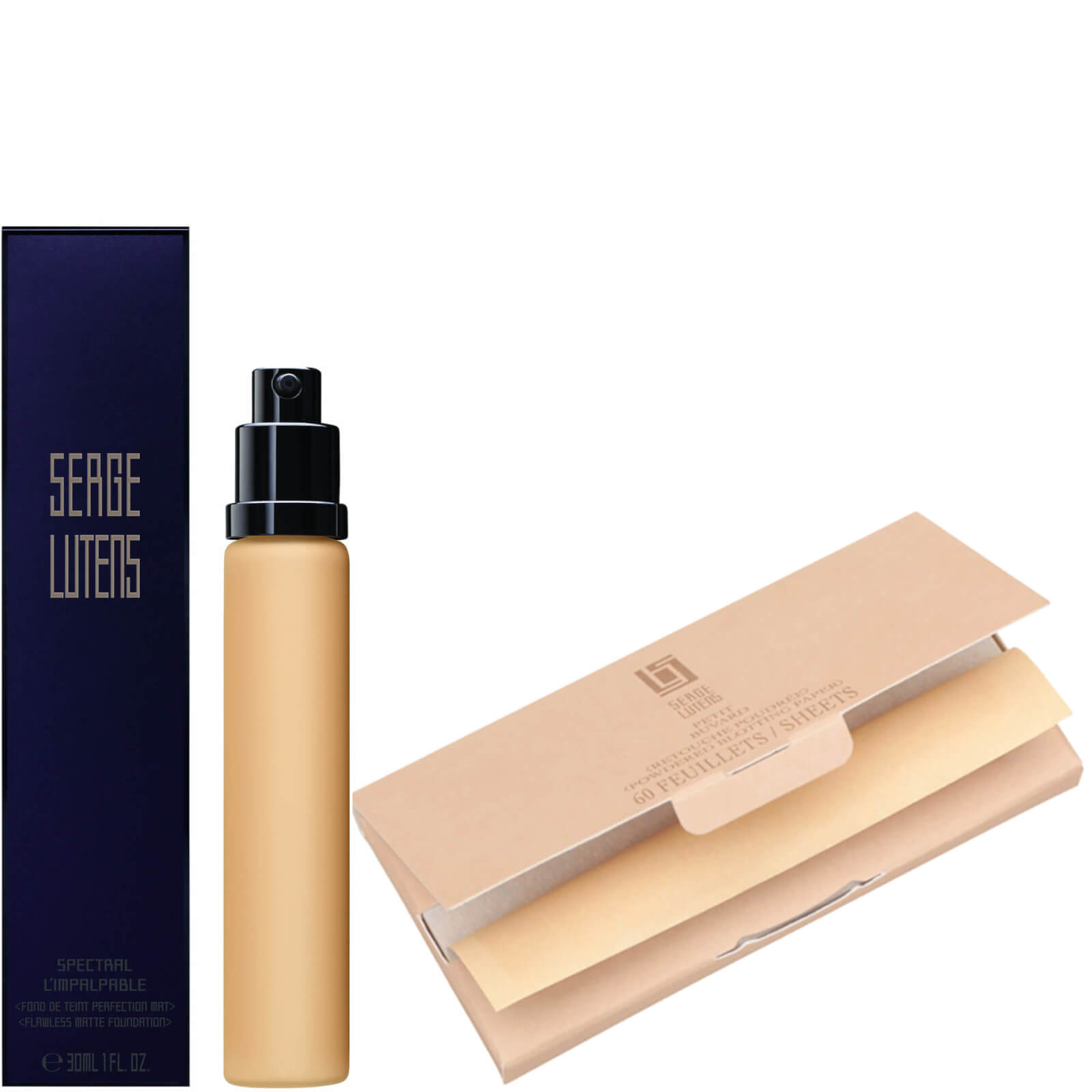 Serge Lutens Petit Buvard Matifying Paper and Spectral Fluid Foundation Refill 30ml Bundle (Various Shades) - G20