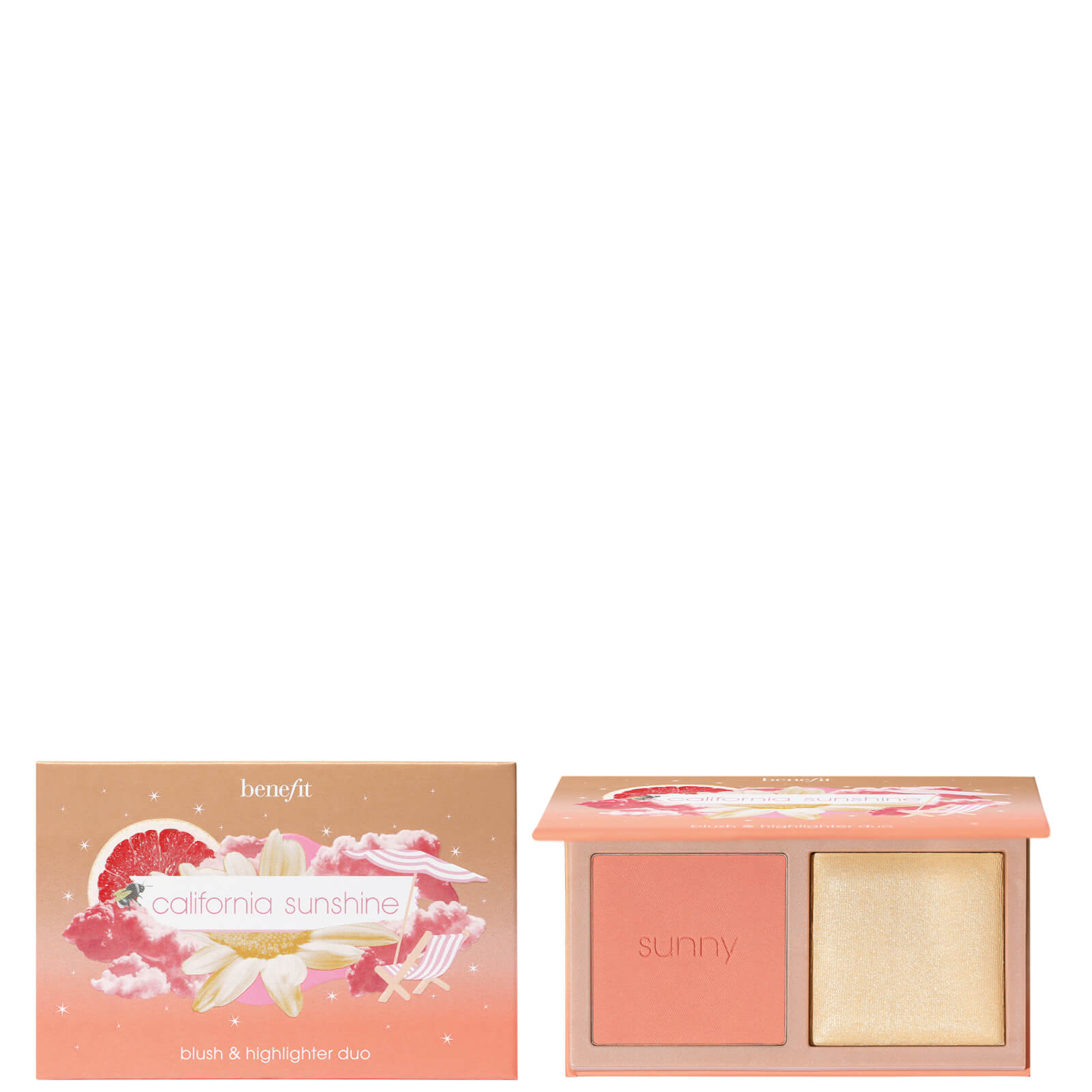 Benefit California Sunshine Blusher And Highlighter Cheek Duo Palette In White
