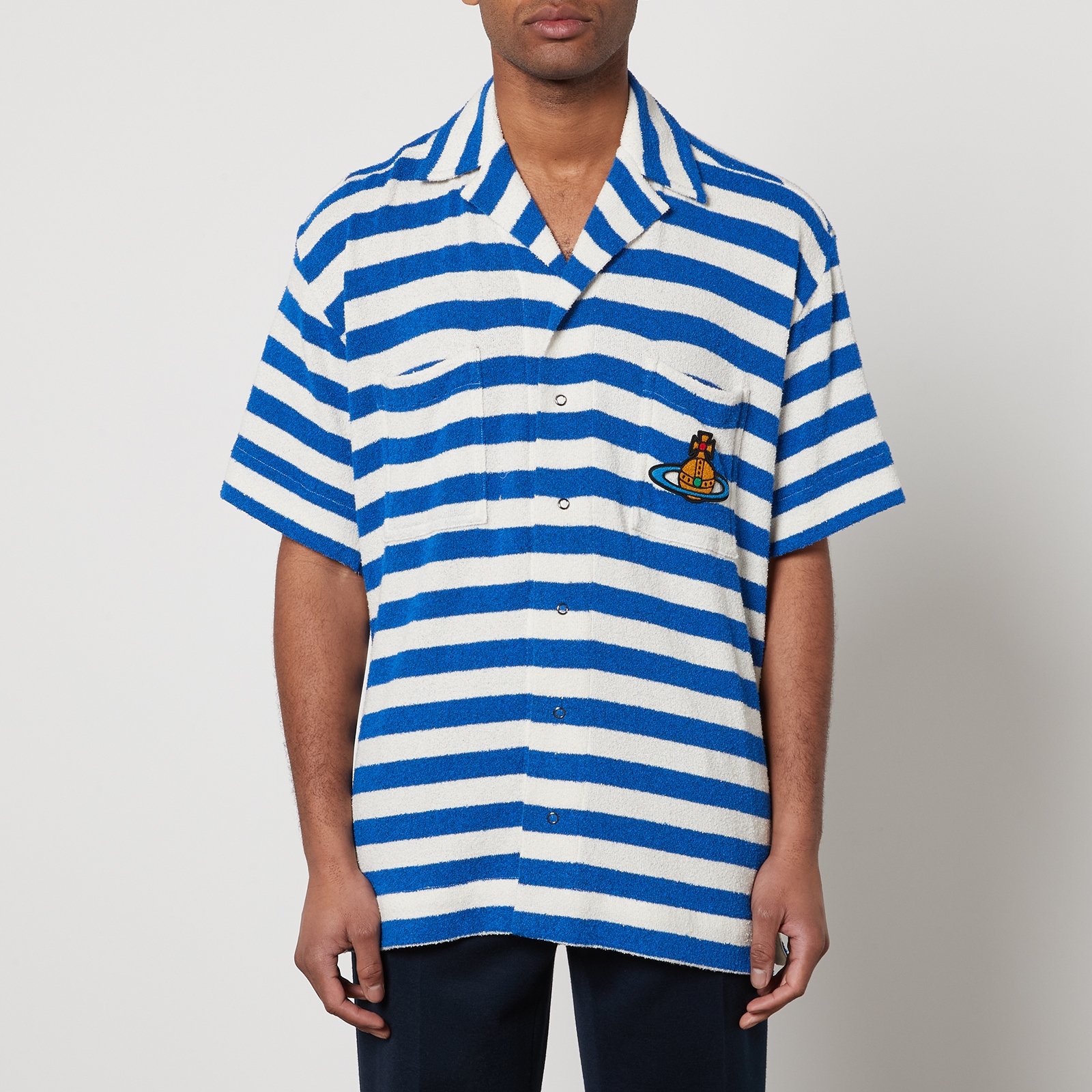 vivienne westwood striped cotton-blend terry shirt - s