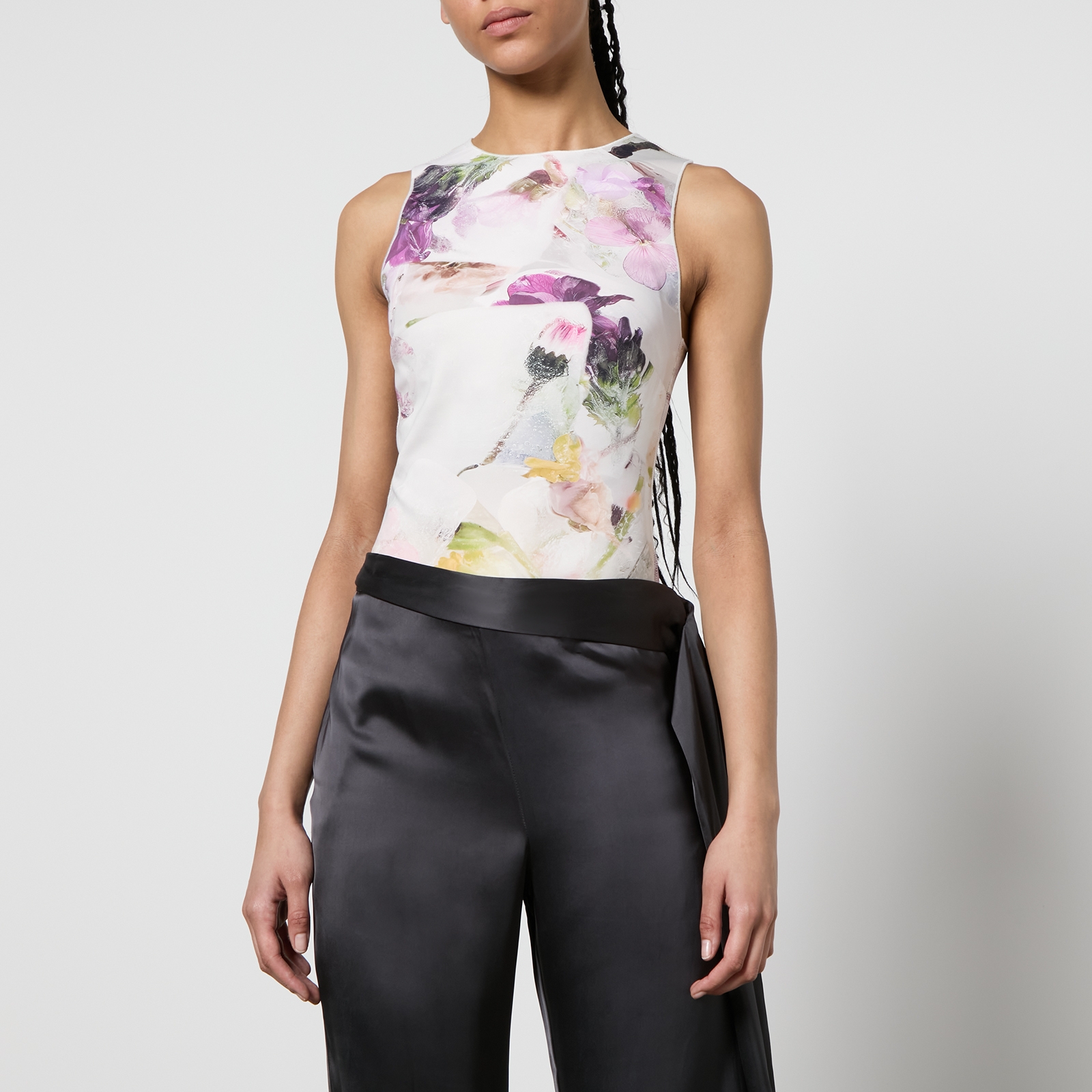 Ted Baker Aimley Floral-Print Stretch-Jersey Racer Top