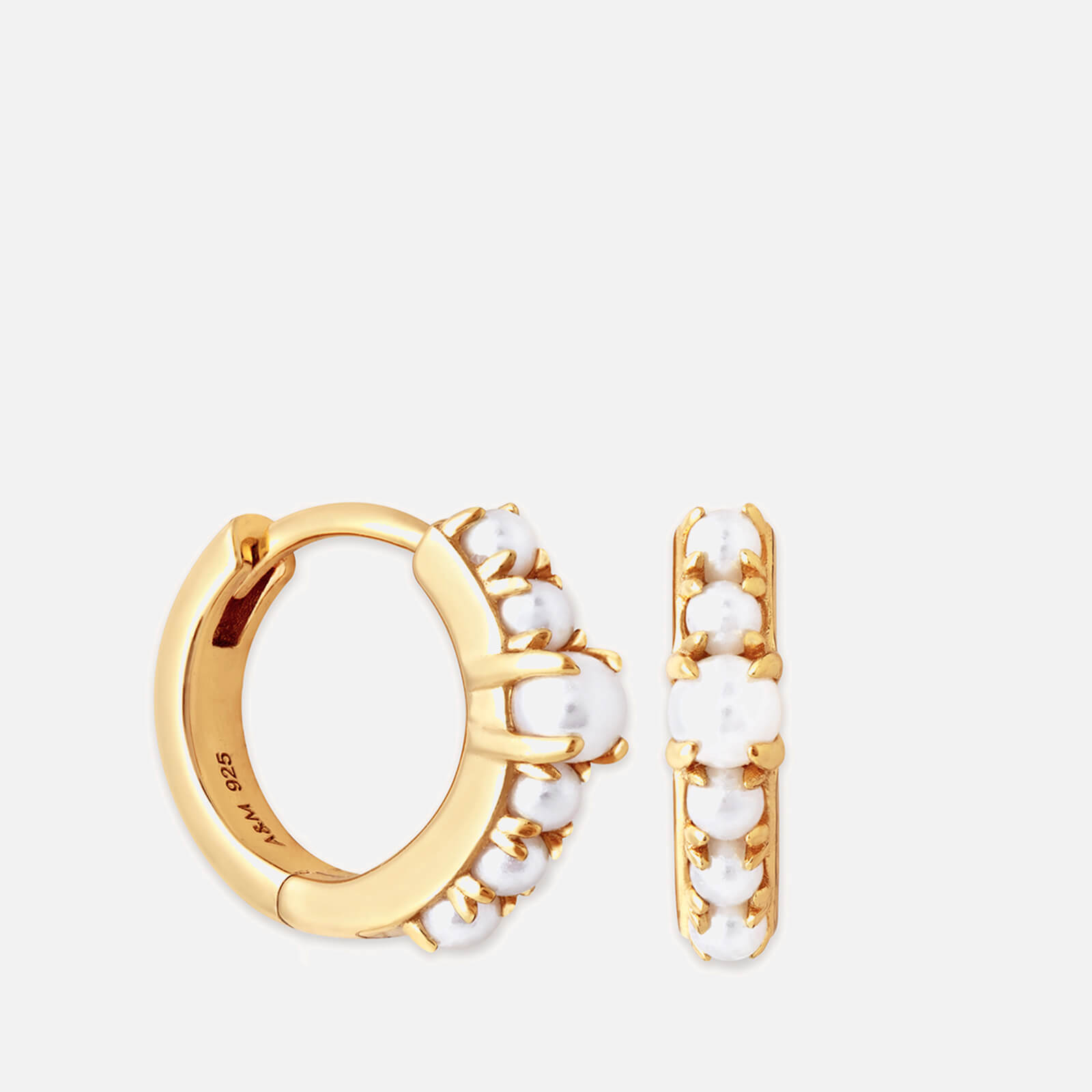 Image of Astrid & Miyu Gold-Plated Sterling Silver Radiant Pearl Huggie Earrings