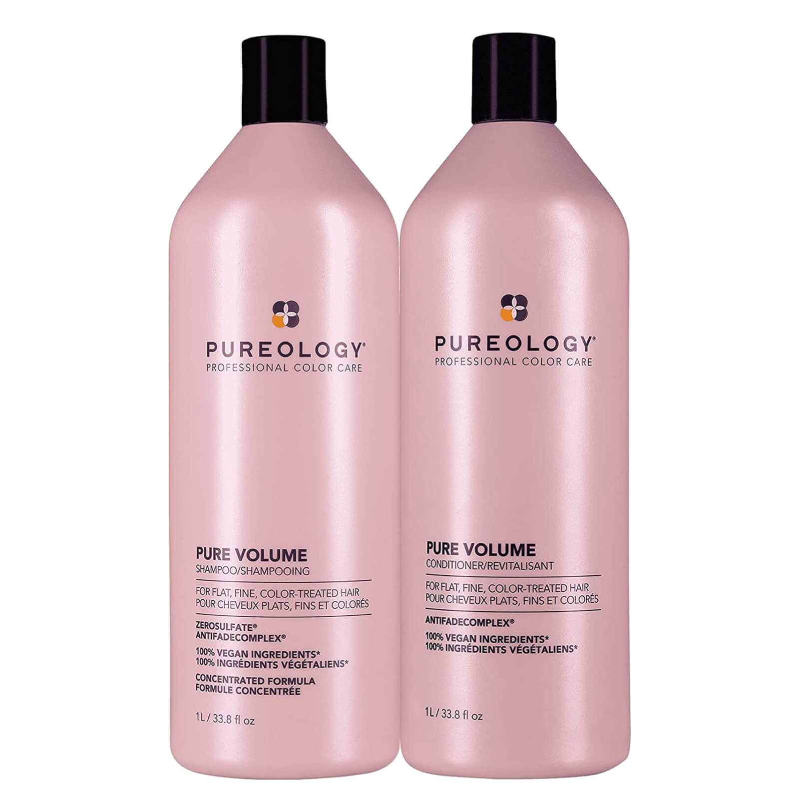 pureology pure volume shampoo and conditioner routine for flat, fine, colour treated hair 1000ml uomo
