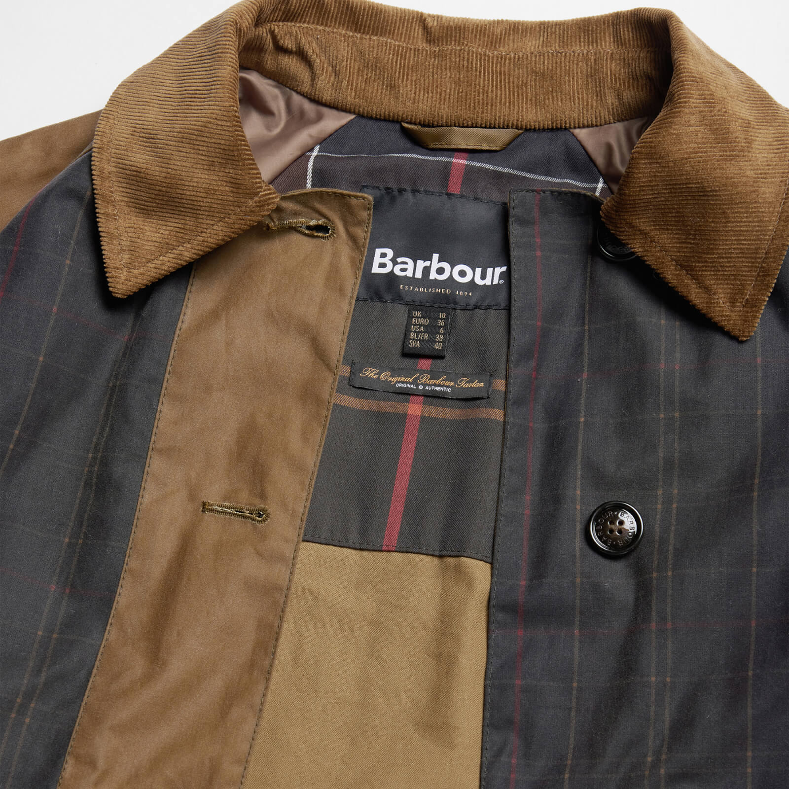barbour everley waxed cotton jacket - uk 8