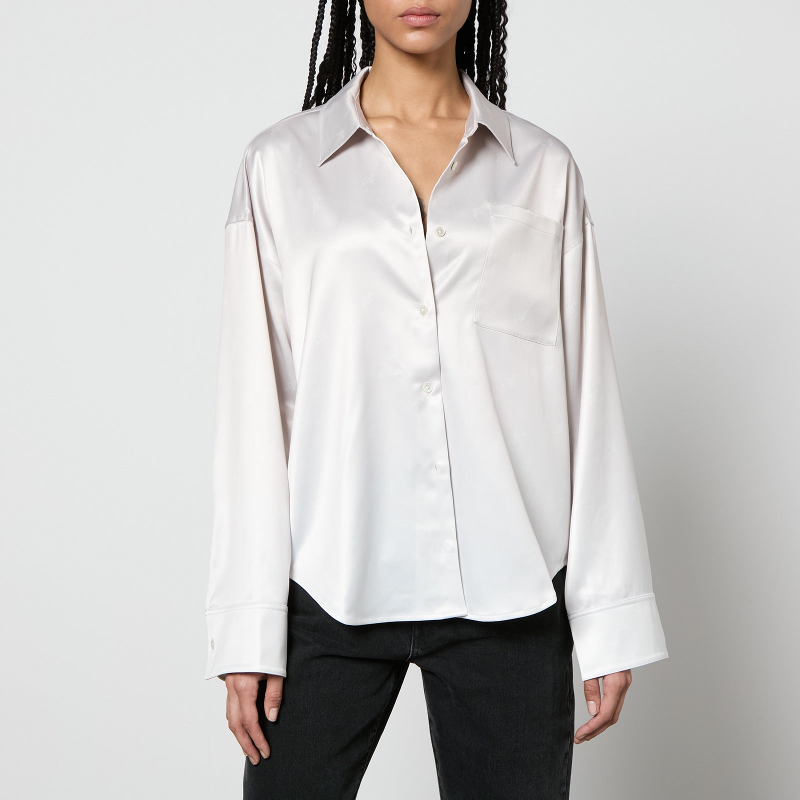 Axel Arigato Ink Ombré Logo-Print Satin Shirt - S